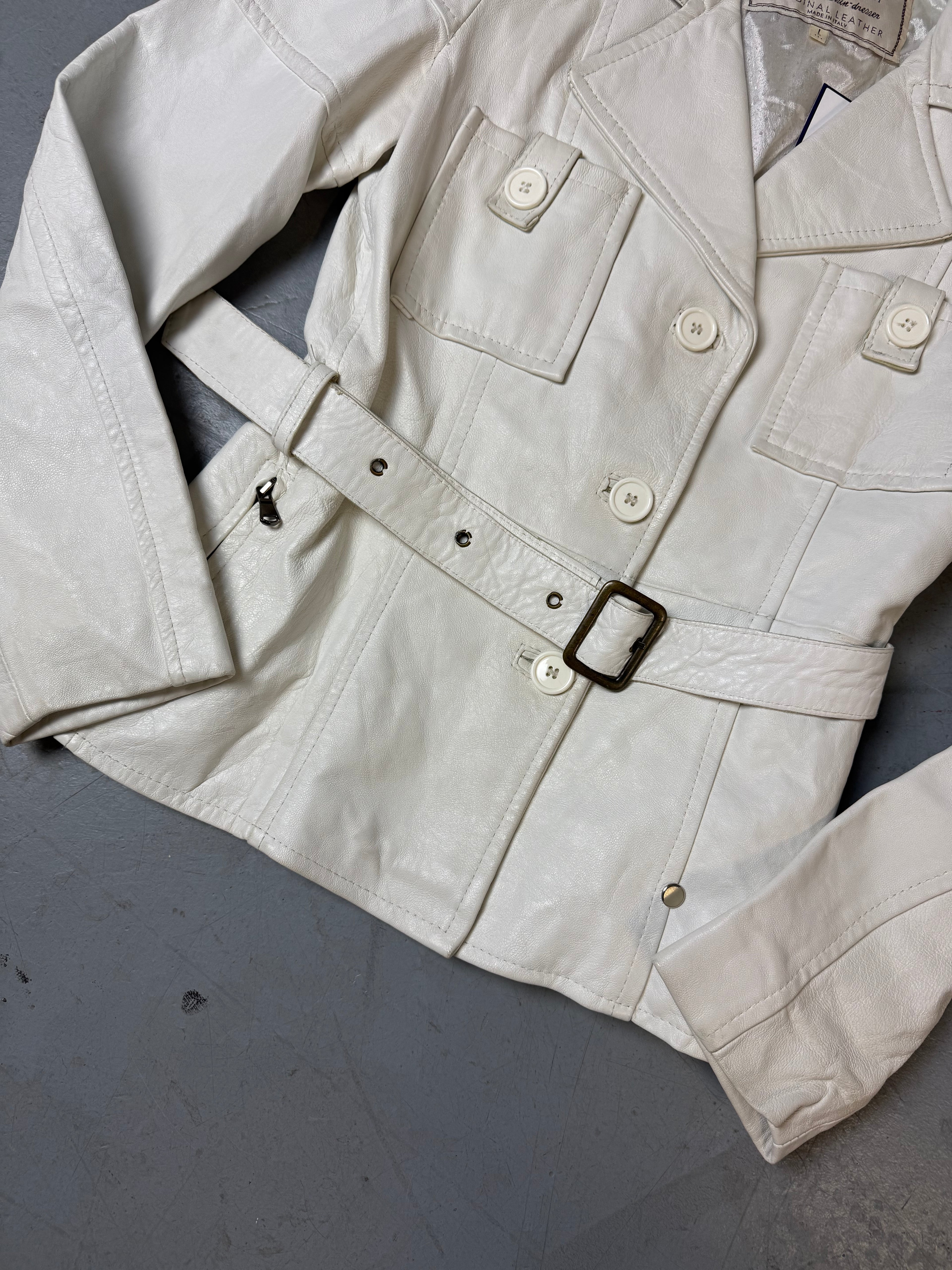 Vintage Old Leather Factory White Leather Jacket M/L