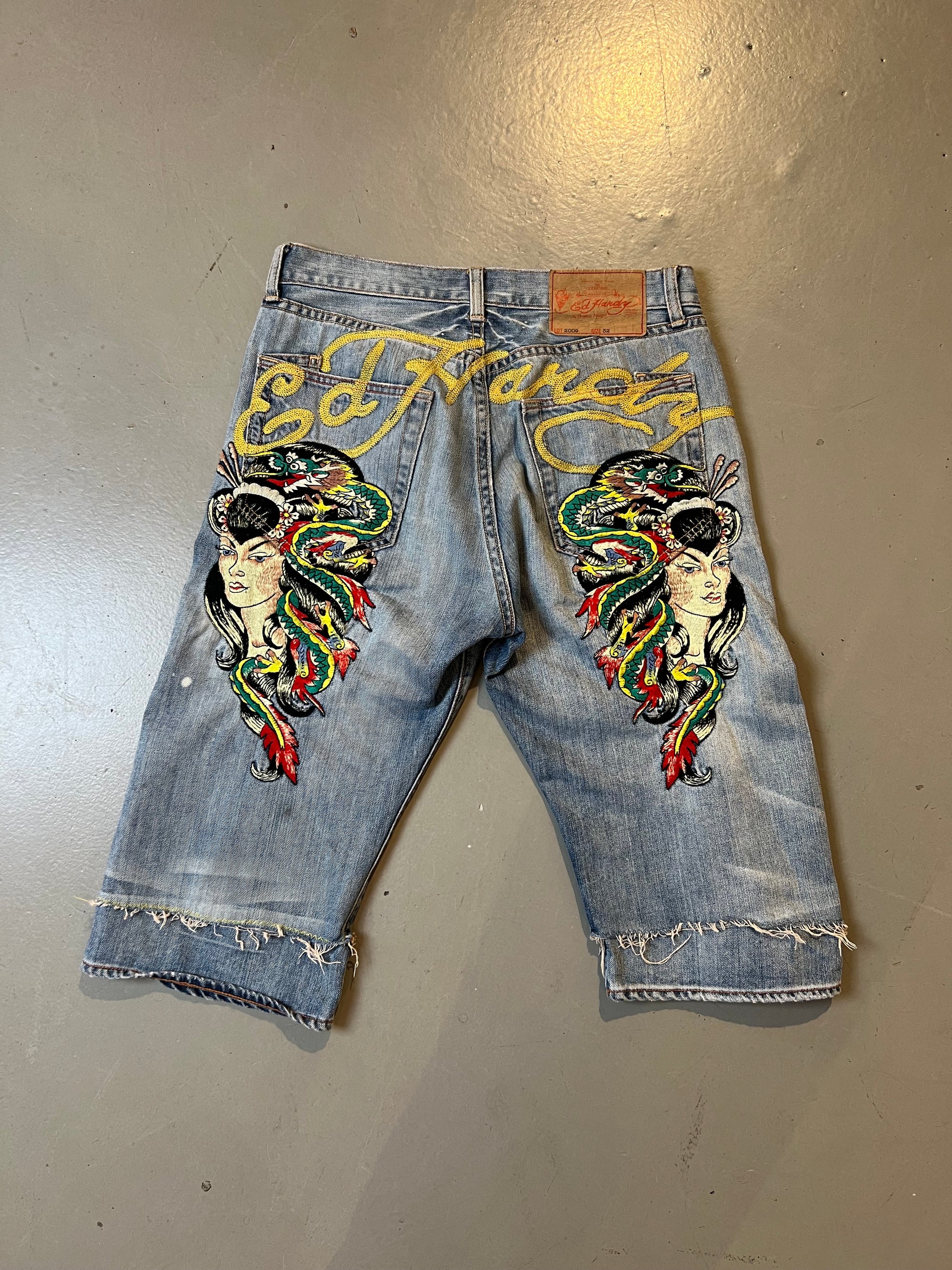 Vintage Ed Hardy Blue Jorts L
