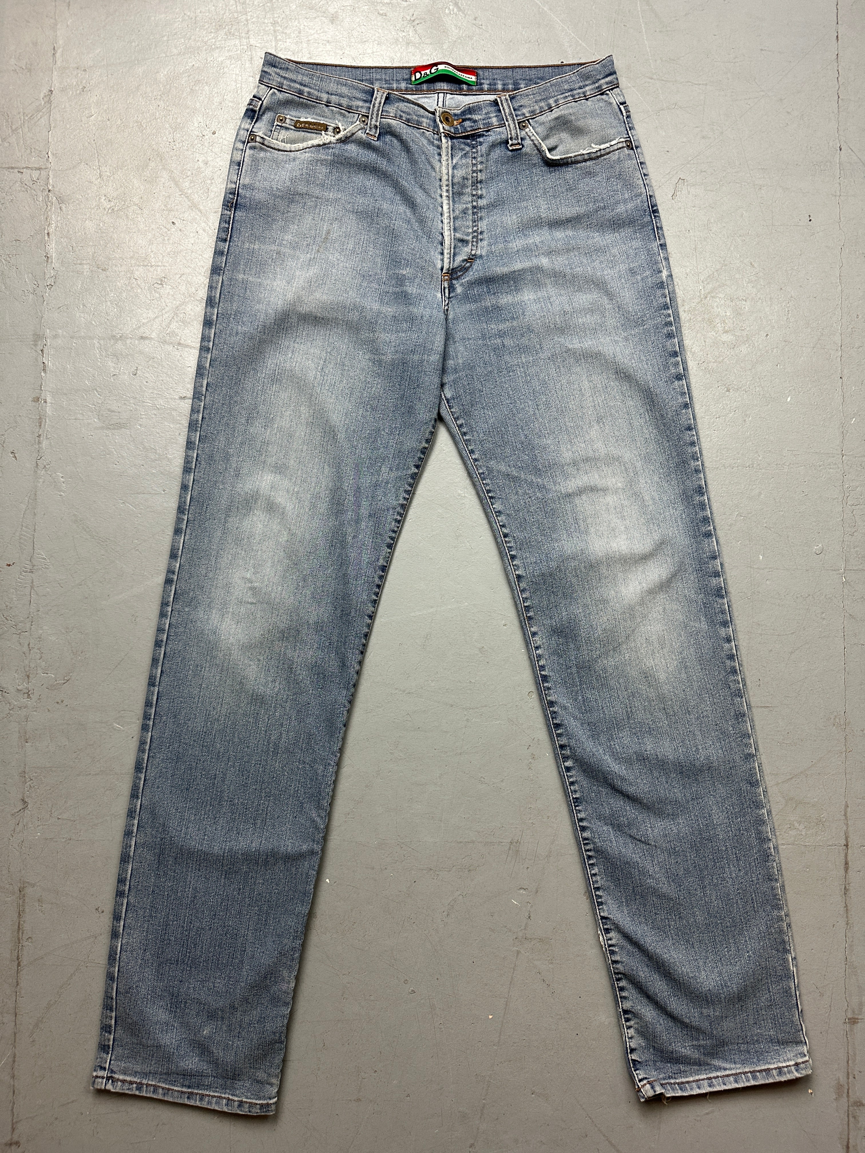 Vintage Dolce&Gabbana Light Blue Baggy Denim für Männer. Y2K Secondhand 2000s Fashion