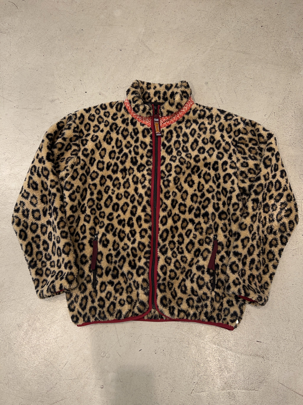 Vintage Kapital Leopard Print Fleece Jacke (L)