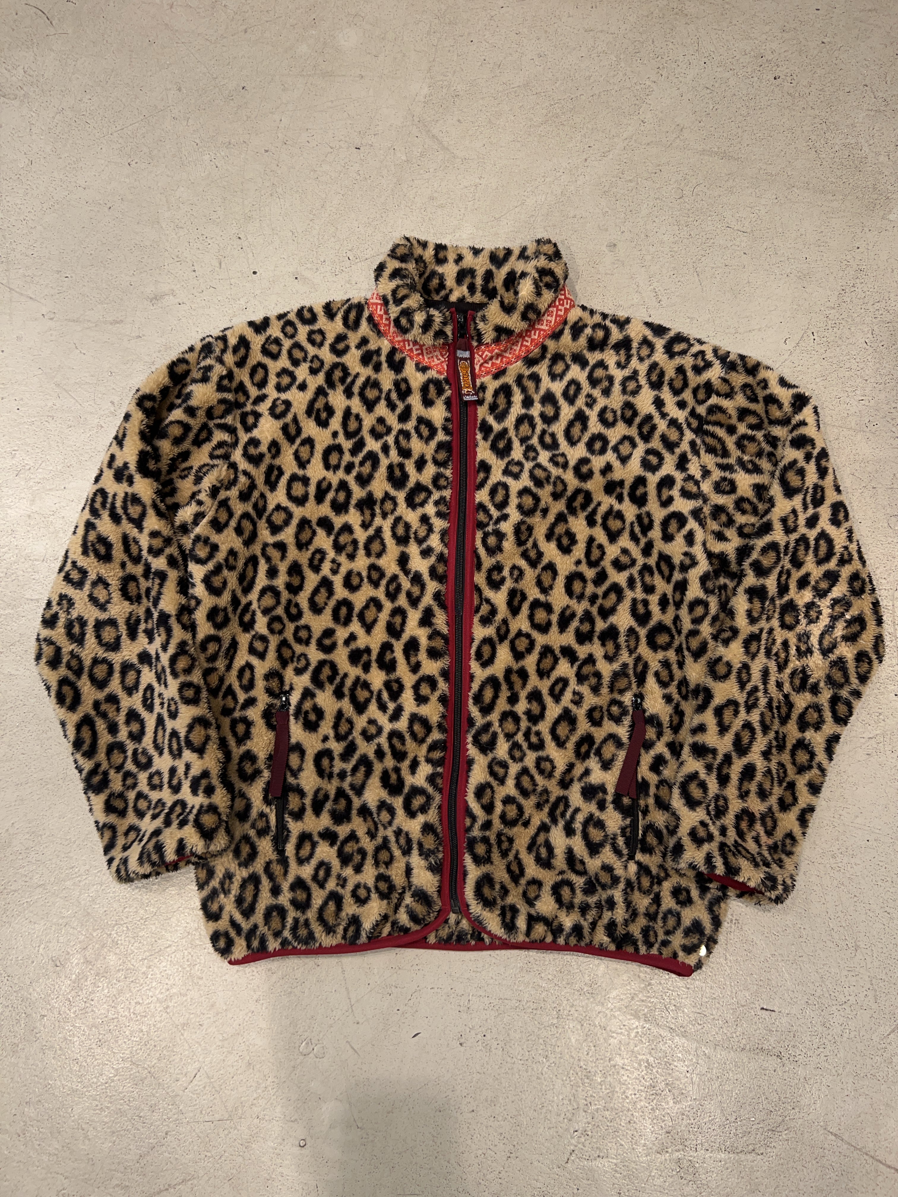 Vintage Kapital Leopard Print Fleece Jacke (L)