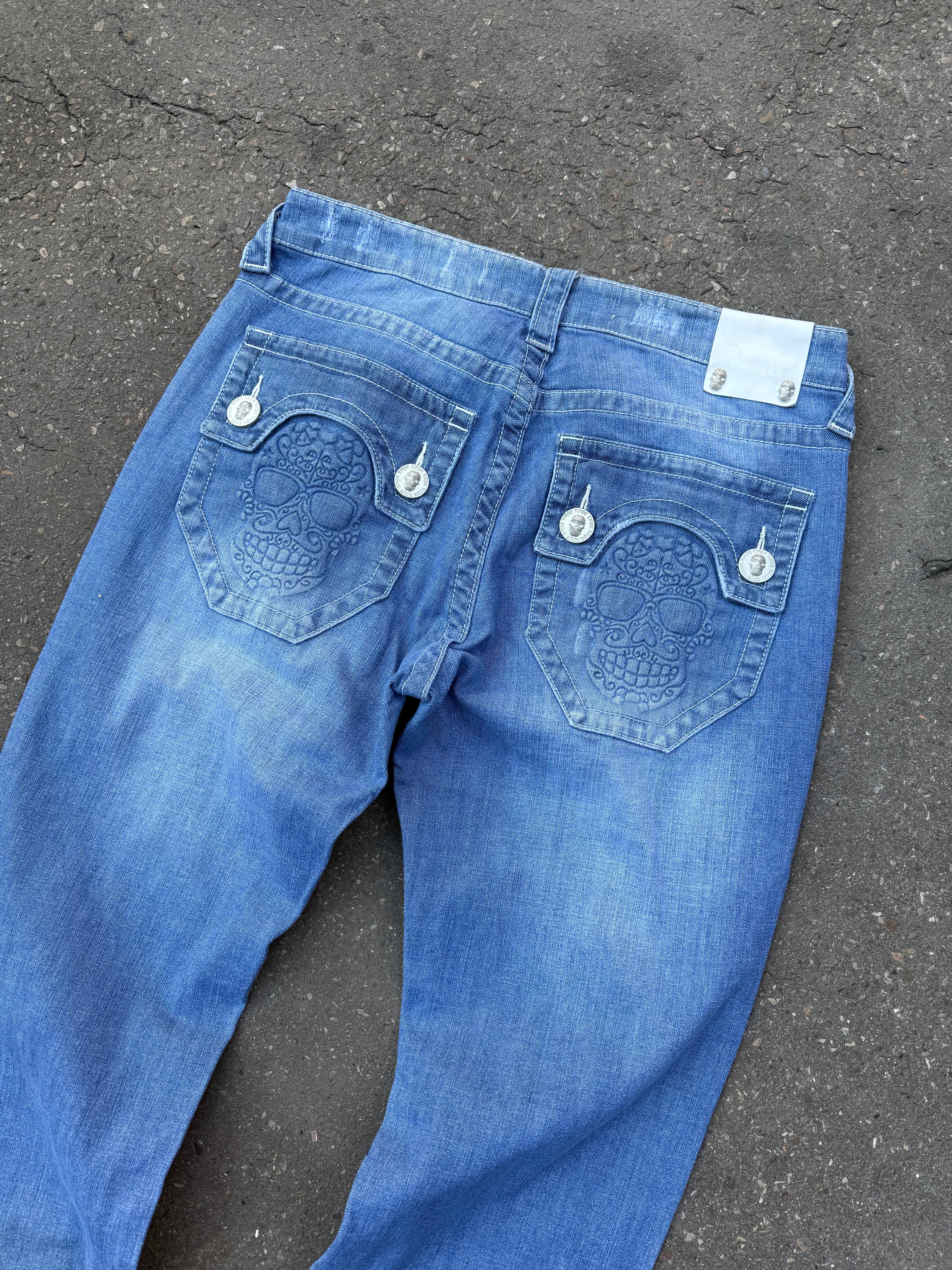 Y2K Laguna Beach „Huntington Beach“ Light Blue Mid Waist Denim für Damen. Y2K 2000s Fashion