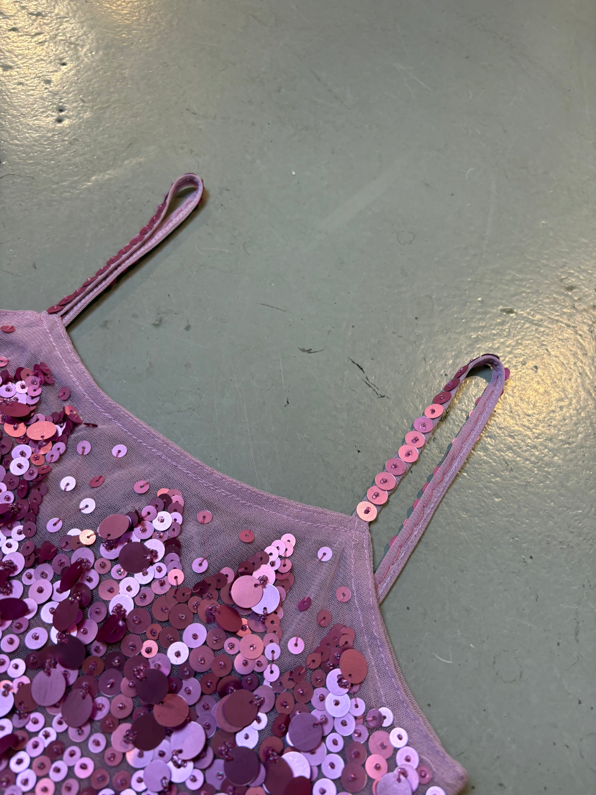 Vintage Y2K Purple/Pink Glitter Top S/M