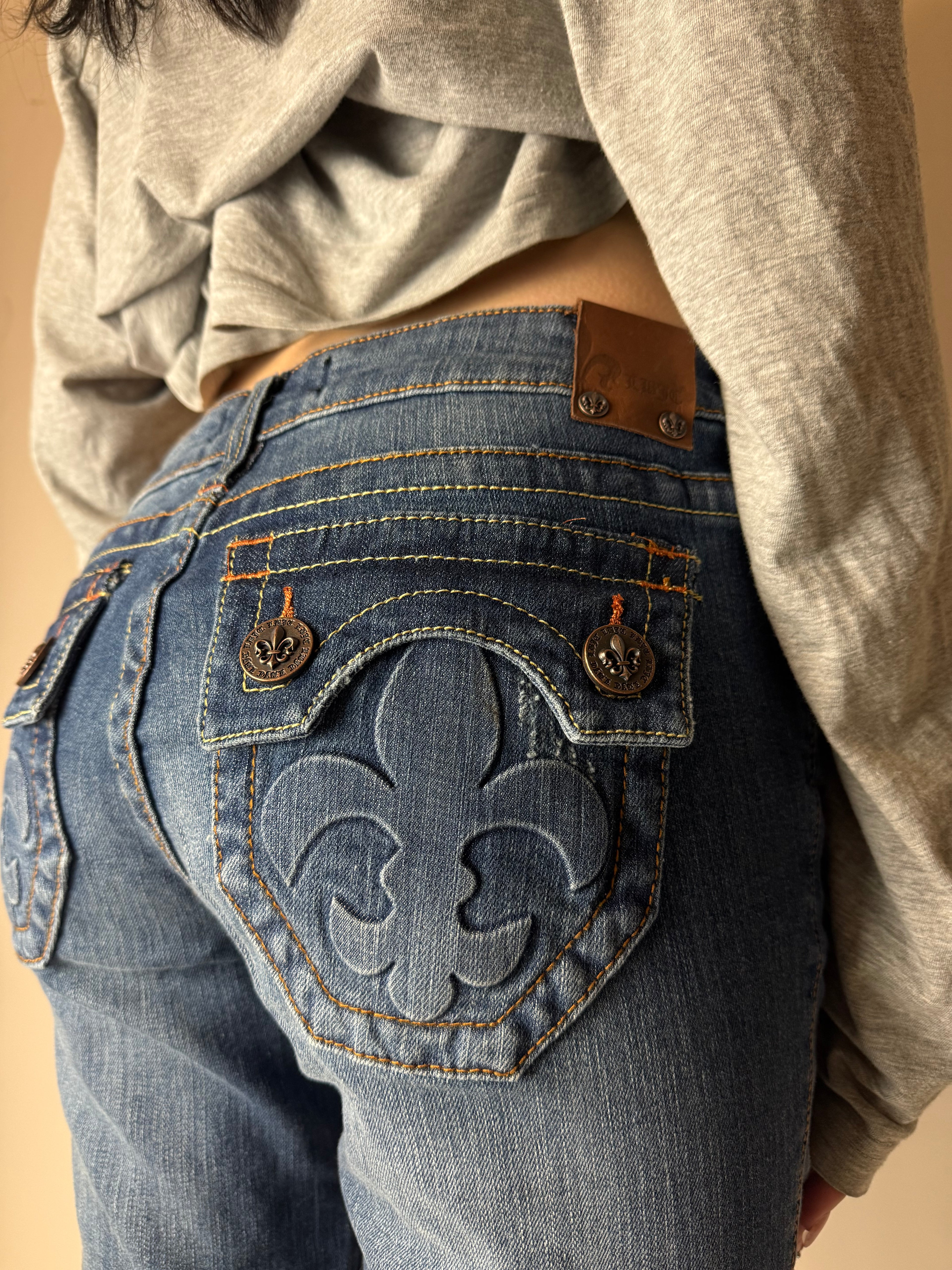 Y2K Laguna Beach „Hermosa Beach“ Light Blue Mid Waist Denim für Damen. Y2K 2000s Fashion