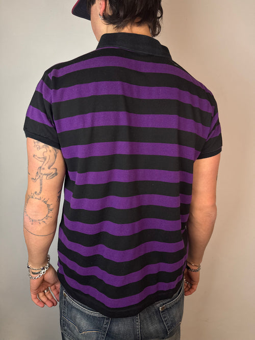 Vintage Polo Ralph Lauren Black and Purple Big Pony Polo Shirt L