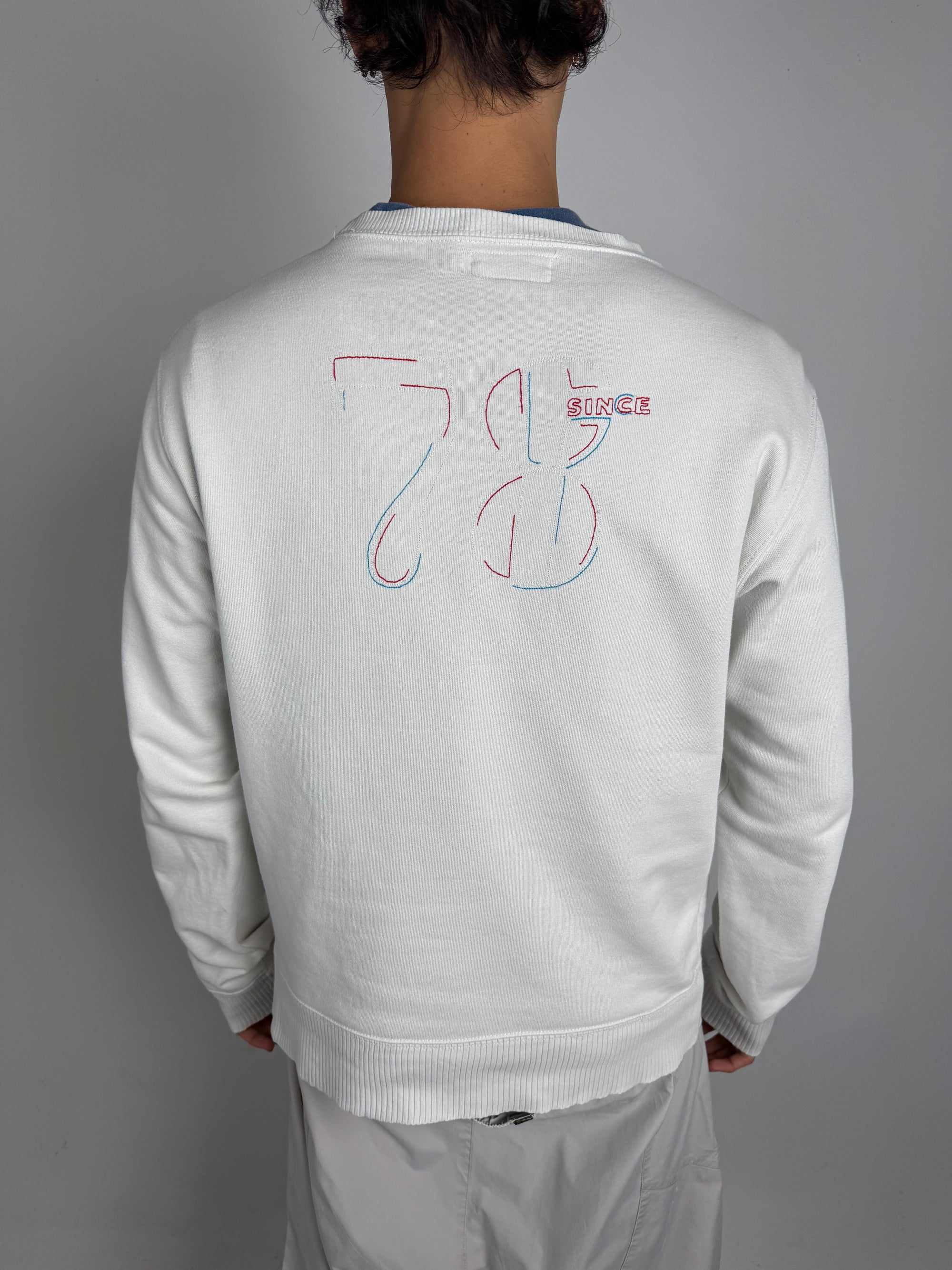 Vintage White Diesel Logo Crewneck Sweater M/L
