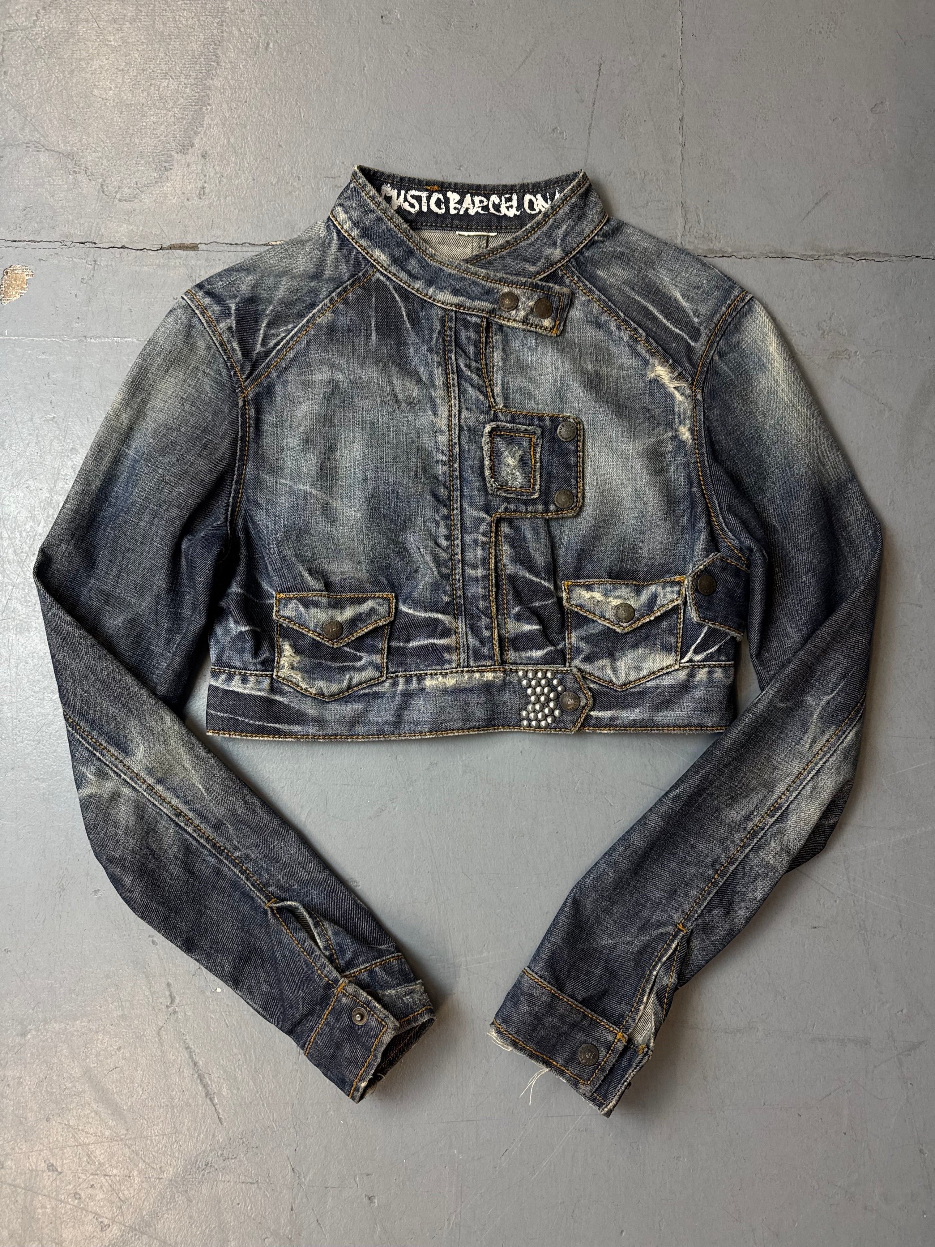 Vintage Cutso Cropped Denim Jacket für Damen. Y2K Second Hand 2000s Fashion