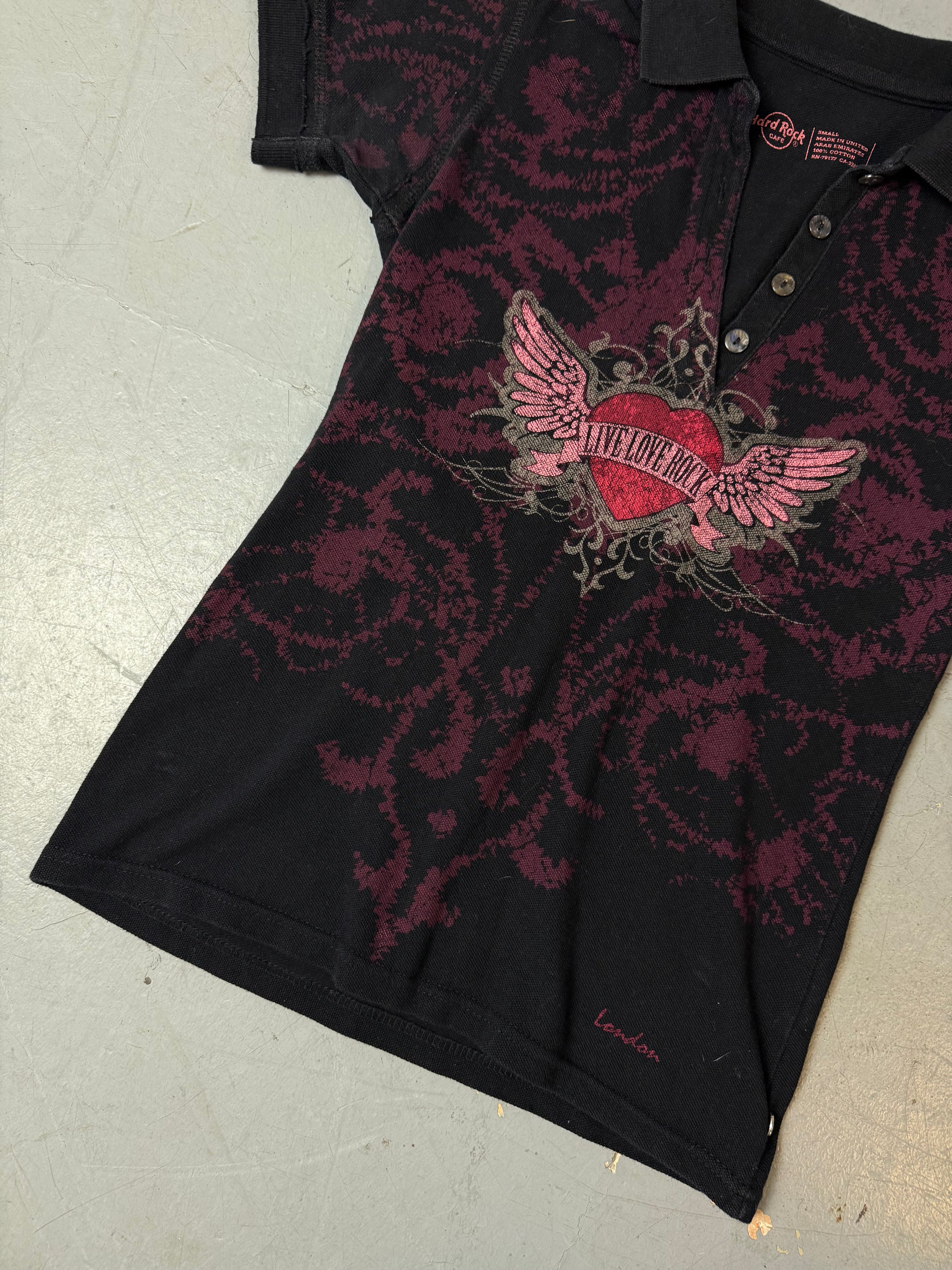 Vintage Hard Rock Café „Live Love Rock“ Printed Polo S
