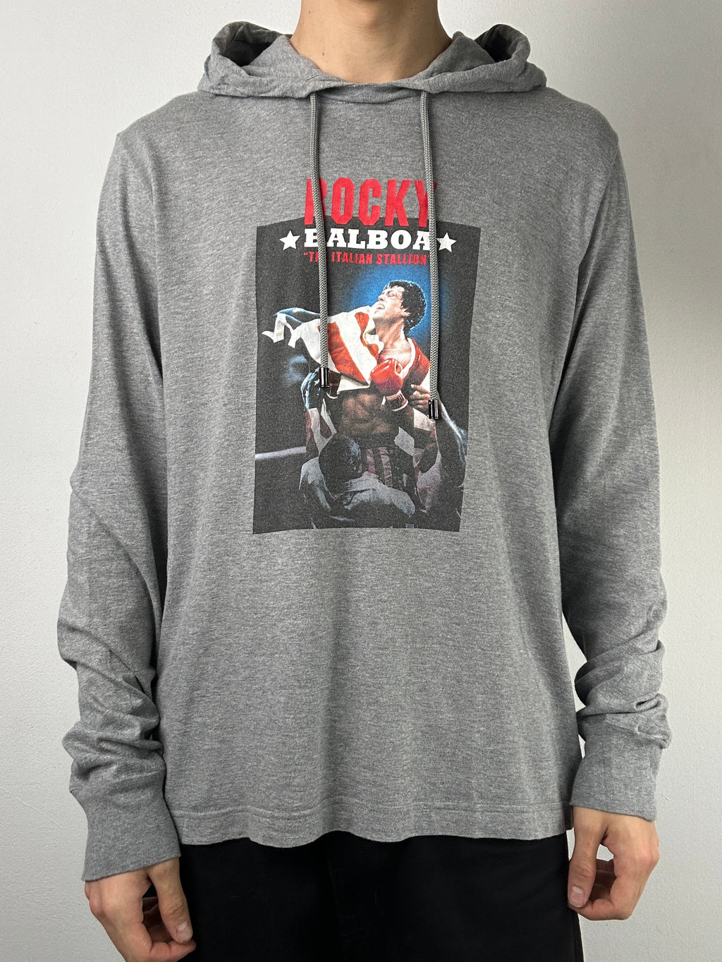 Vintage Dolce&Gabbana Rocky Balboa Printed Hoodie für Herren. Y2K Second Hand 2000s Fashion