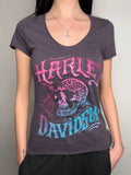 Vintage Harley Davidson Grey T-Shirt with Rhinestones S