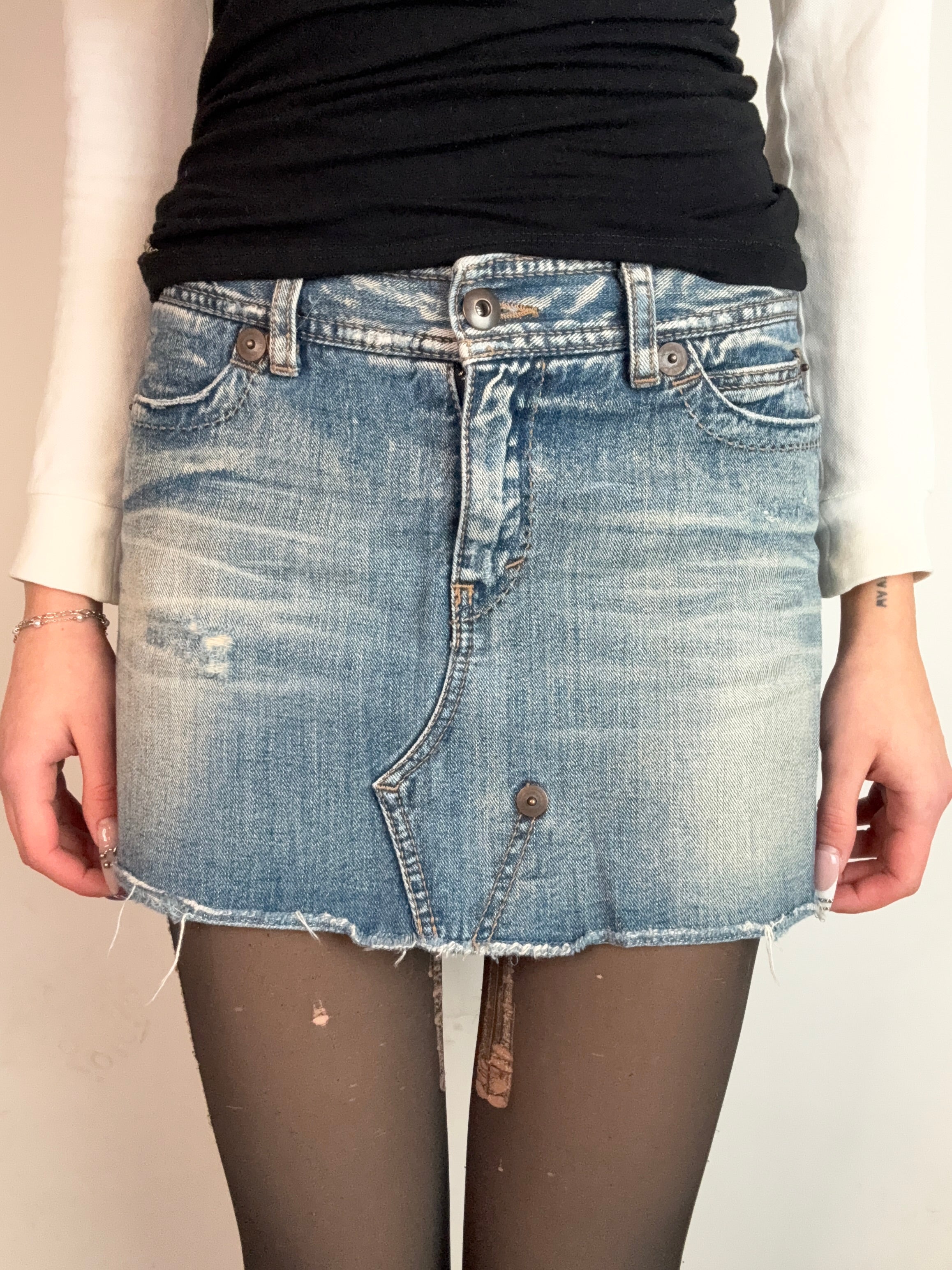 Vintage Sisley Denim Mini Skirt M