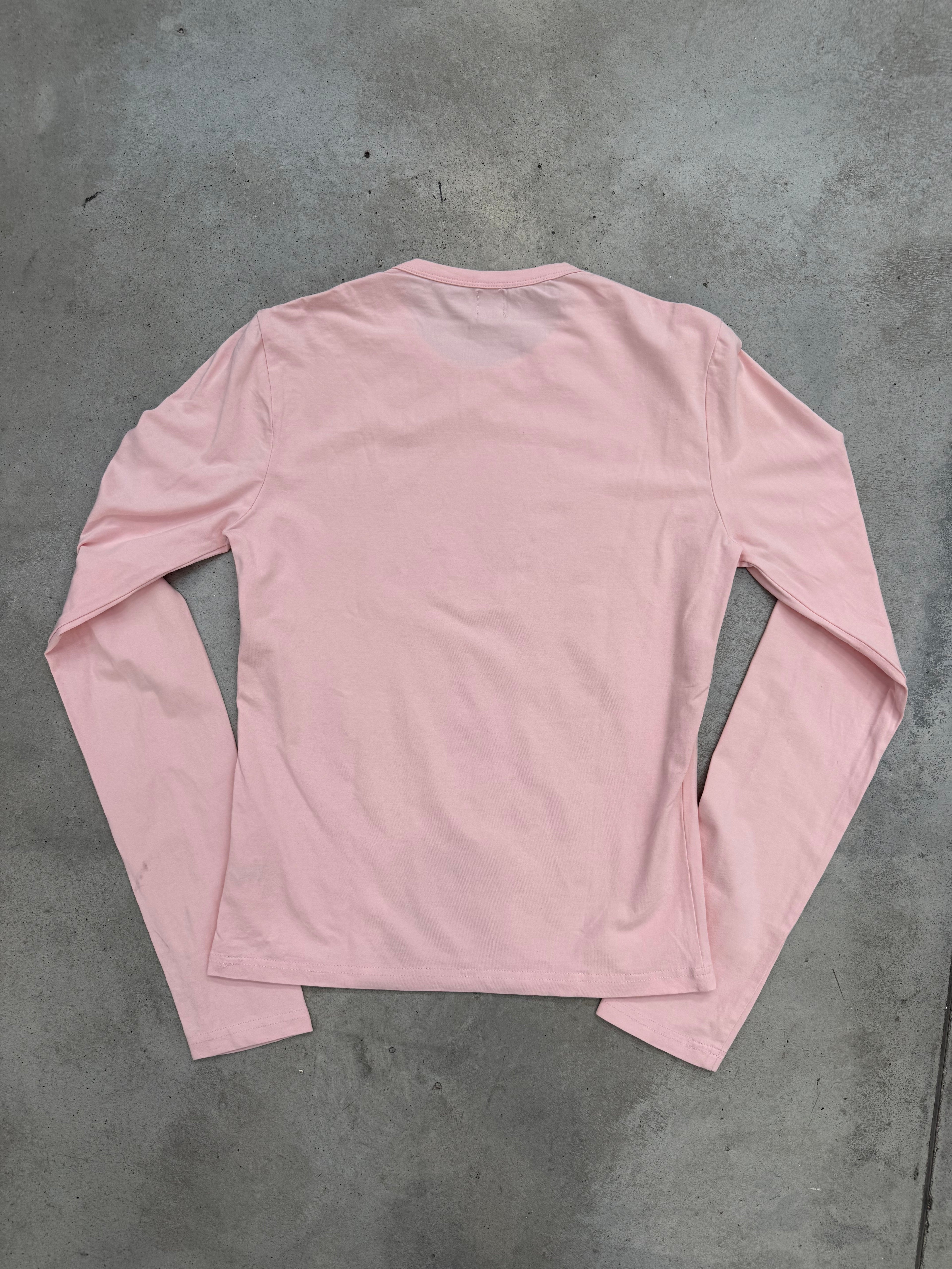 Vintage Phard Pink Lettering Printed Longsleeve für Damen. Y2K Second Hand 2000s Fashion