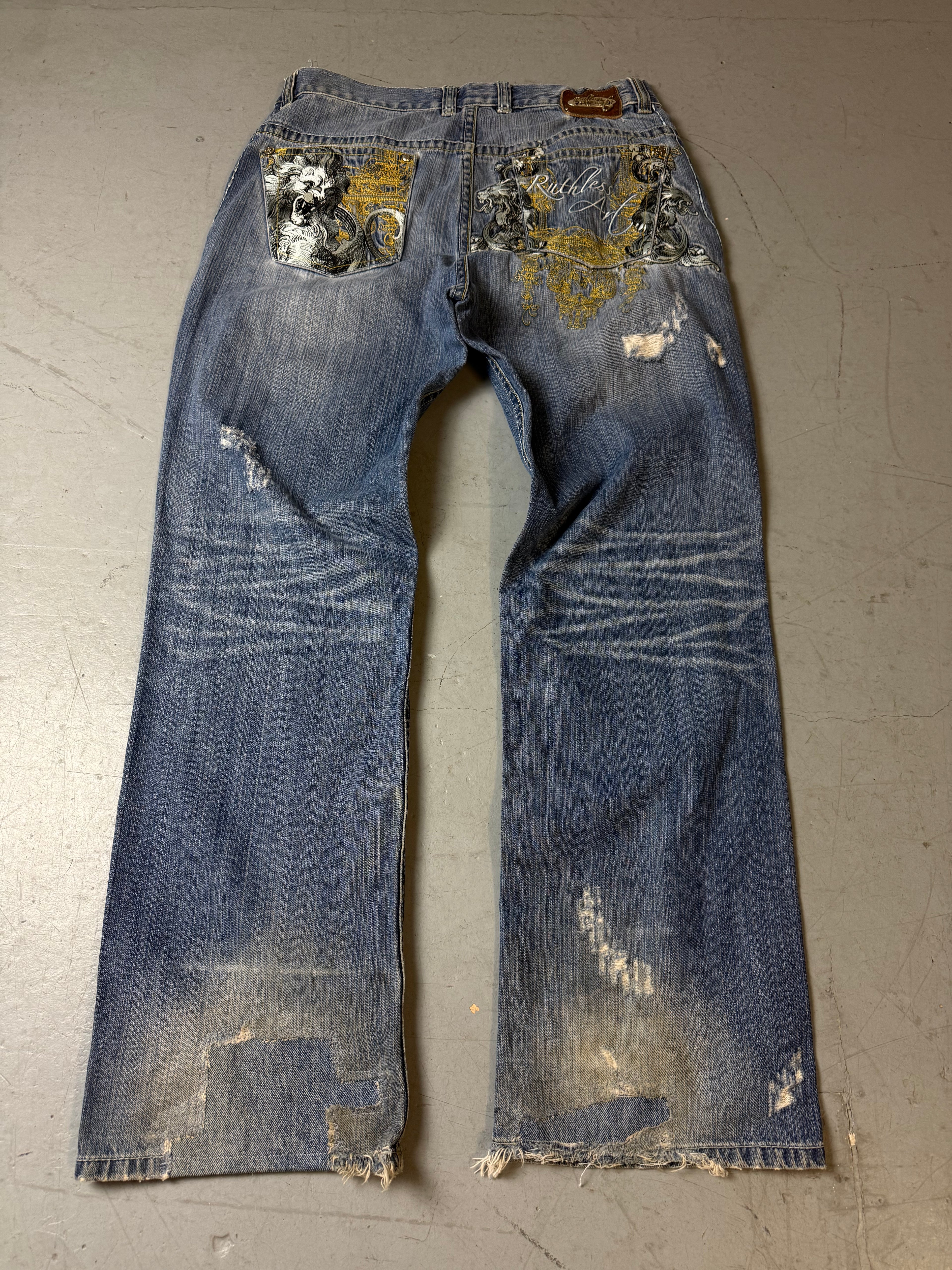 Produktbild von Vintage Ruthless Art Baggy Denim with Backprint von hinten 