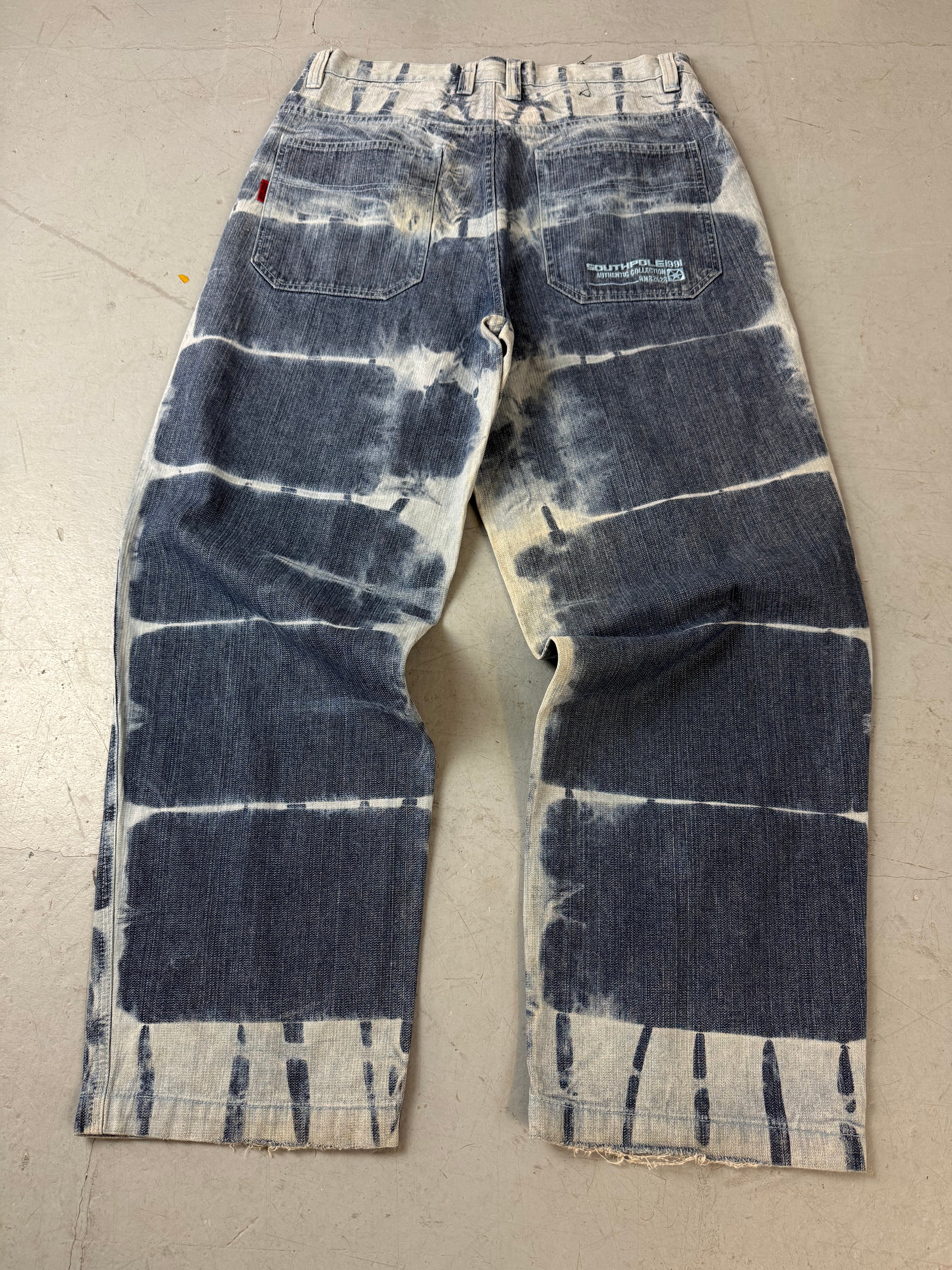 Vintage Southpole Bleach Washed Baggy Denim XL für Herren. Y2K Second Hand 2000s Fashion