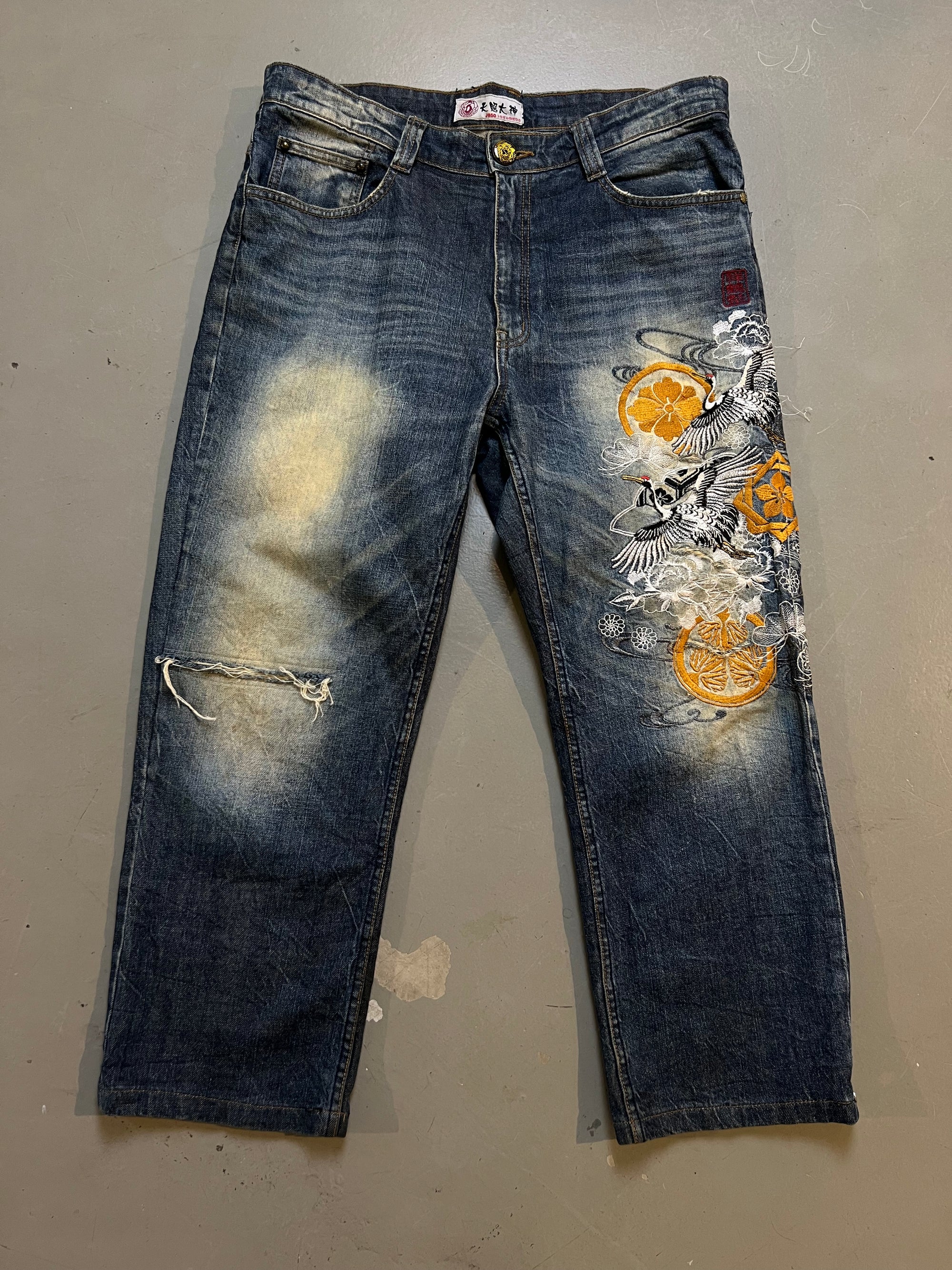 Vintage Japanese Crazy Printed Denim L/XL