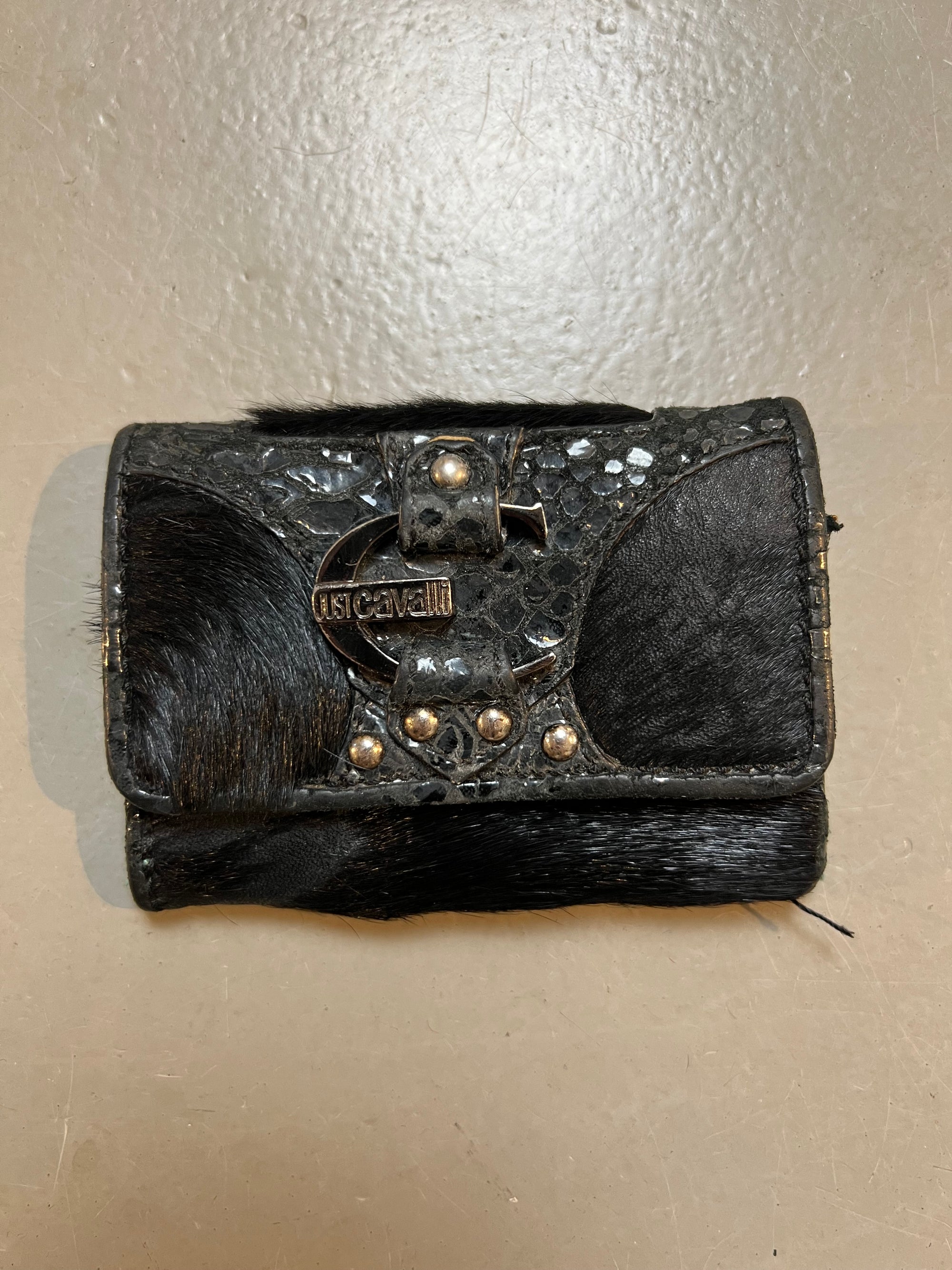 Vintage Black Fur Just Cavalli Wallet