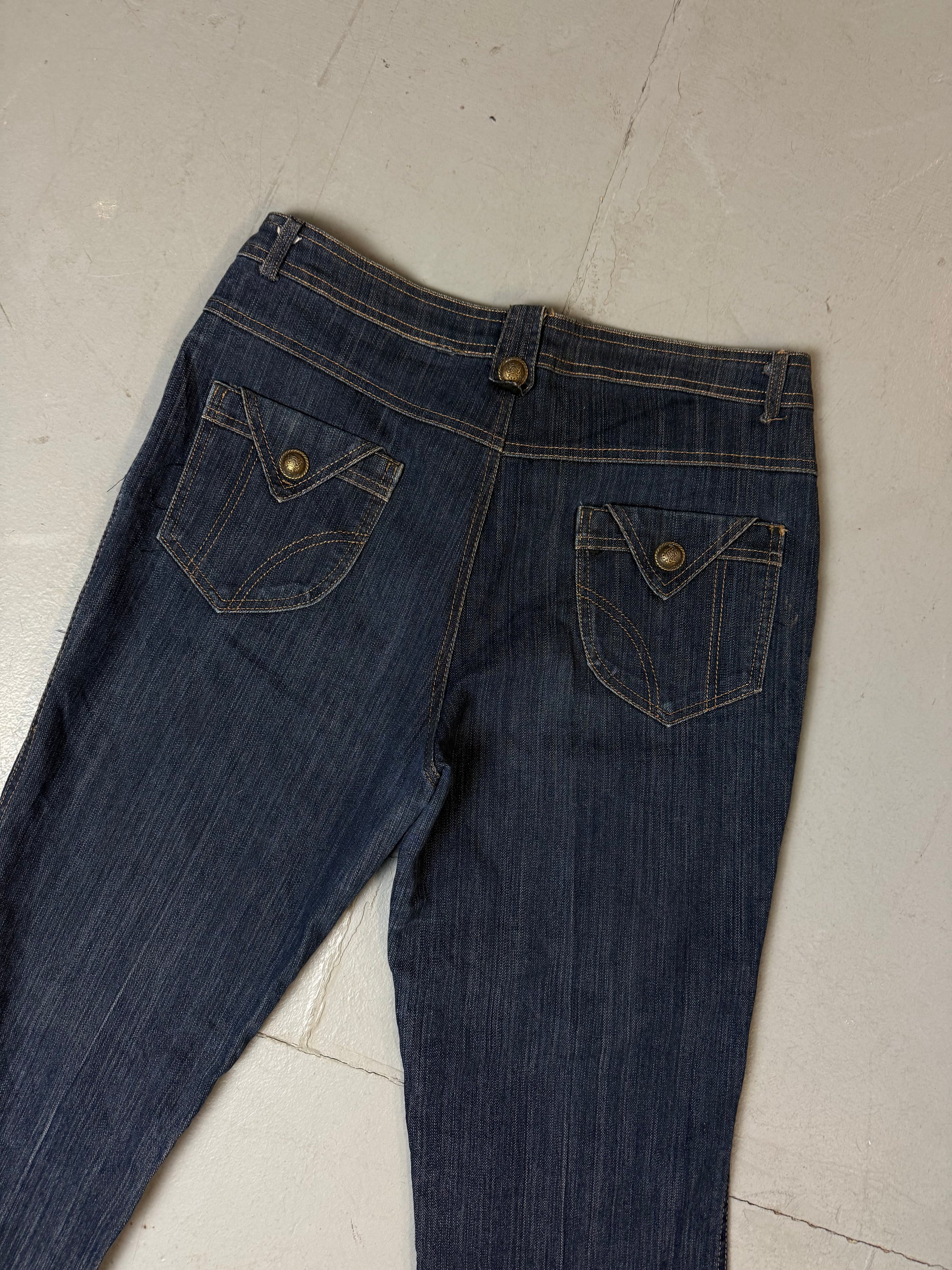Vintage Dark Blue Denim with Stitching M