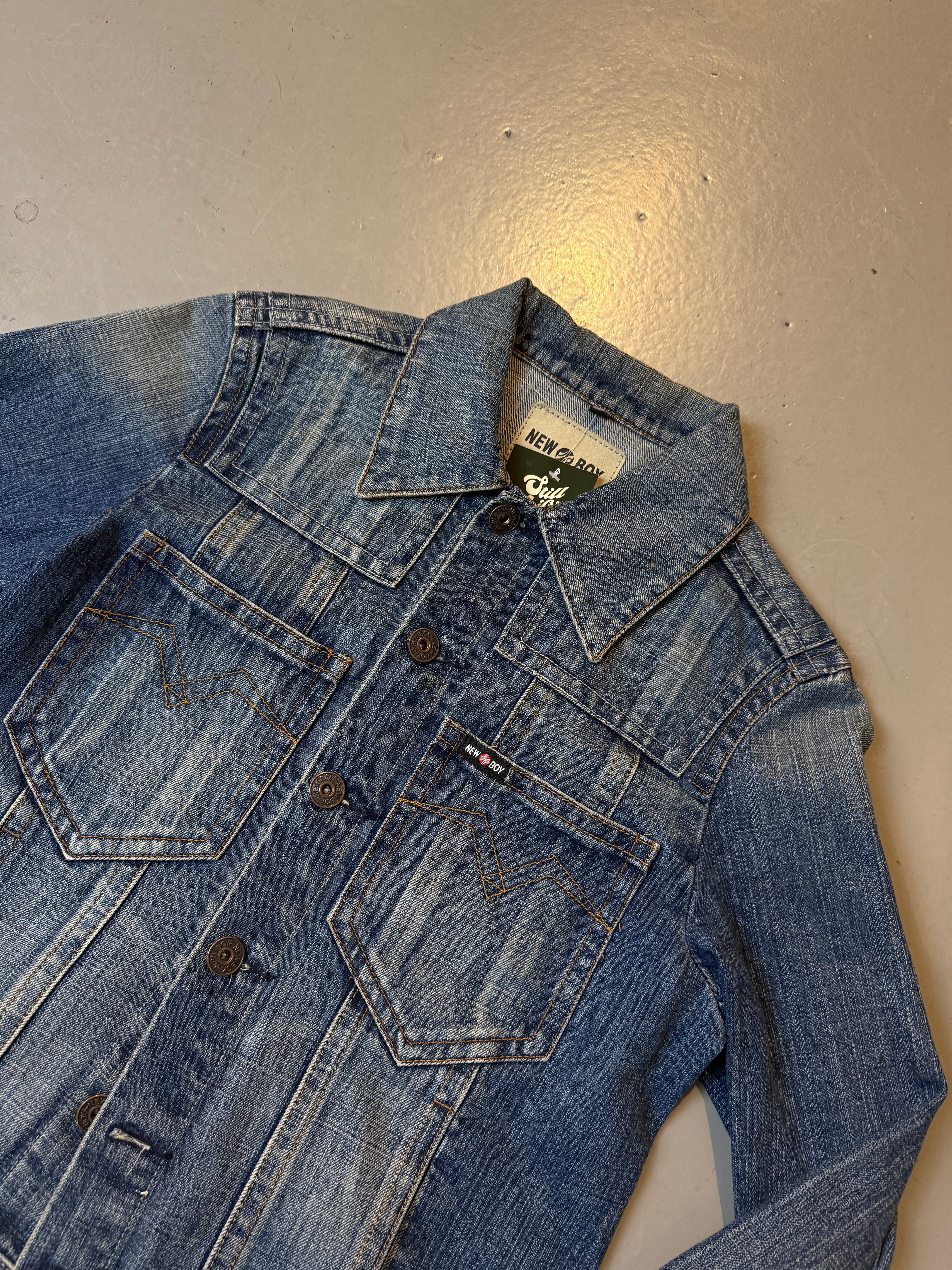 Vintage New Boy Denim Jacket with Back Print M