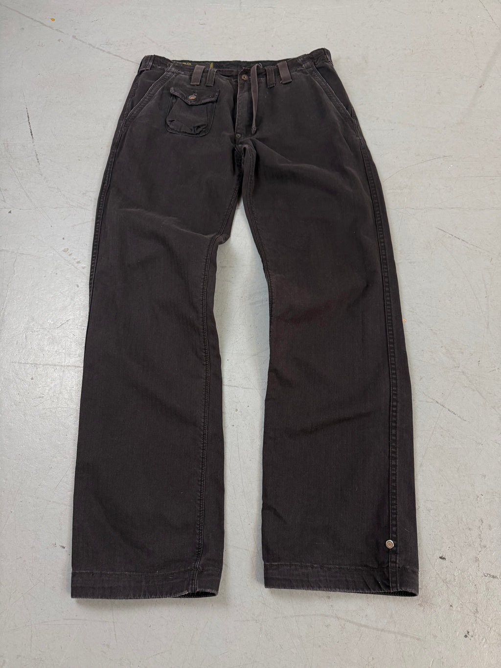 Vintage Polo Jeans Black Straight Leg Pants für Herren. Secondhand Y2K 2000s Fashion