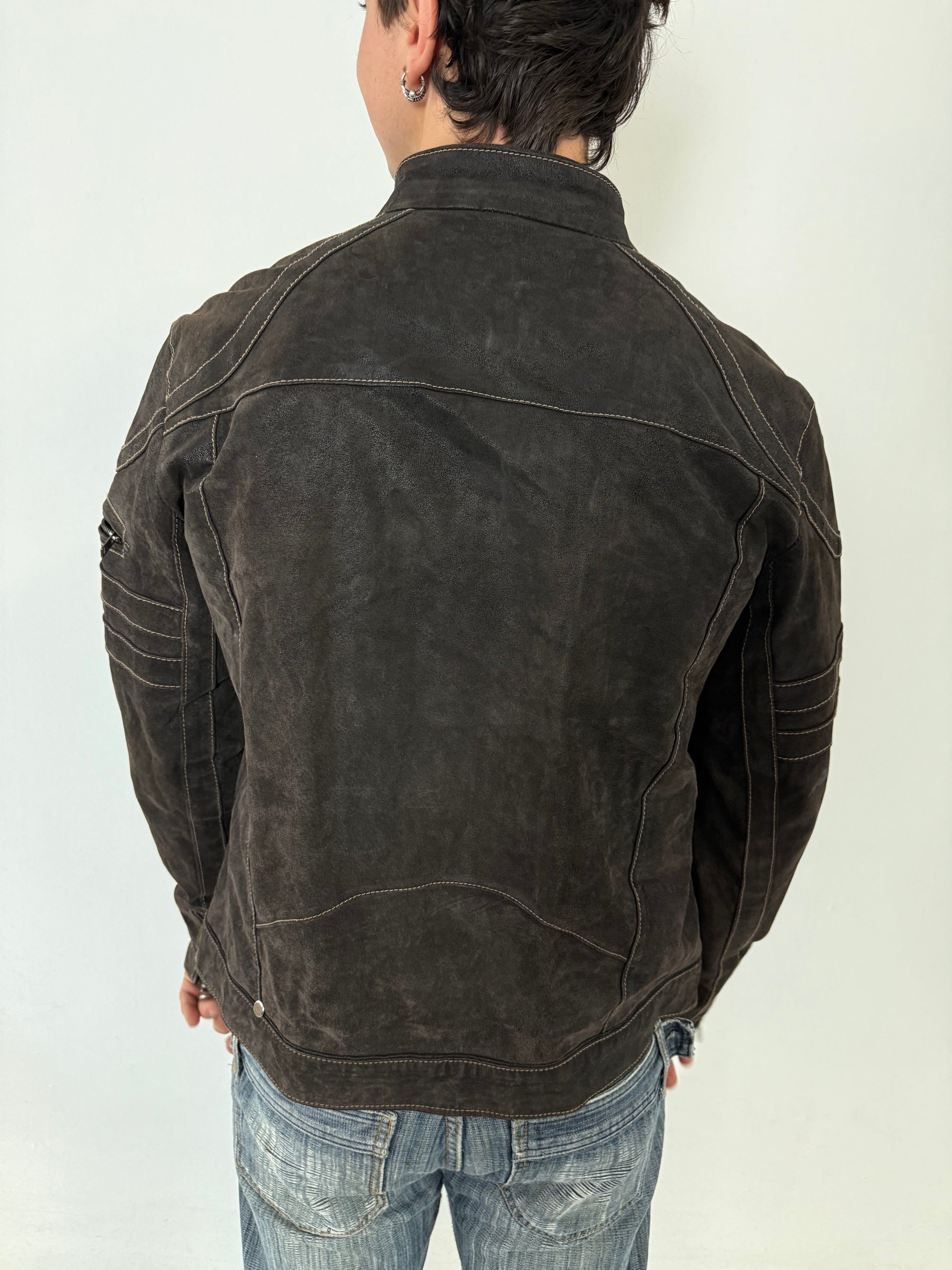Vintage Brown Suede Leather Jacket L