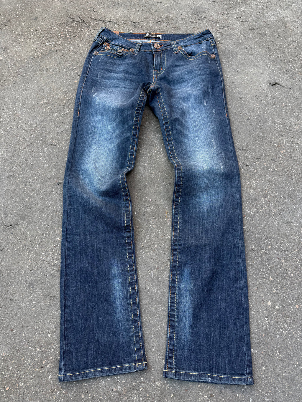 Y2K Laguna Beach „Hermosa Beach“ Dark Blue Mid Waist Denim für Damen. Y2K 2000s Fashion