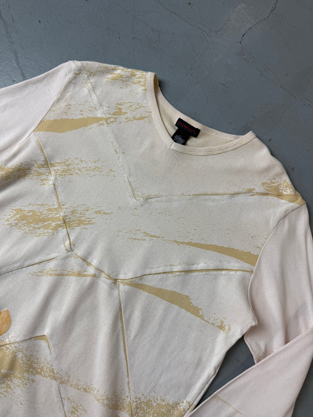 Vintage Custo Barcelona beige Longsleeve für Herren. Y2k 2000s Fashion 
