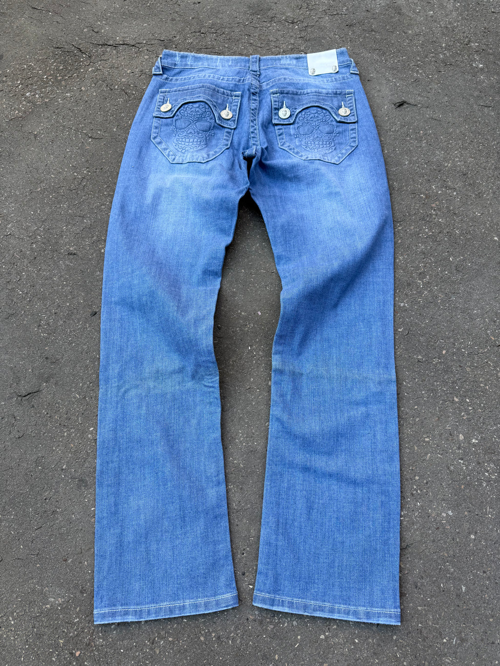 Y2K Laguna Beach „Huntington Beach“ Grey Blue Mid Waist Denim  für Damen. Y2K 2000s Fashion