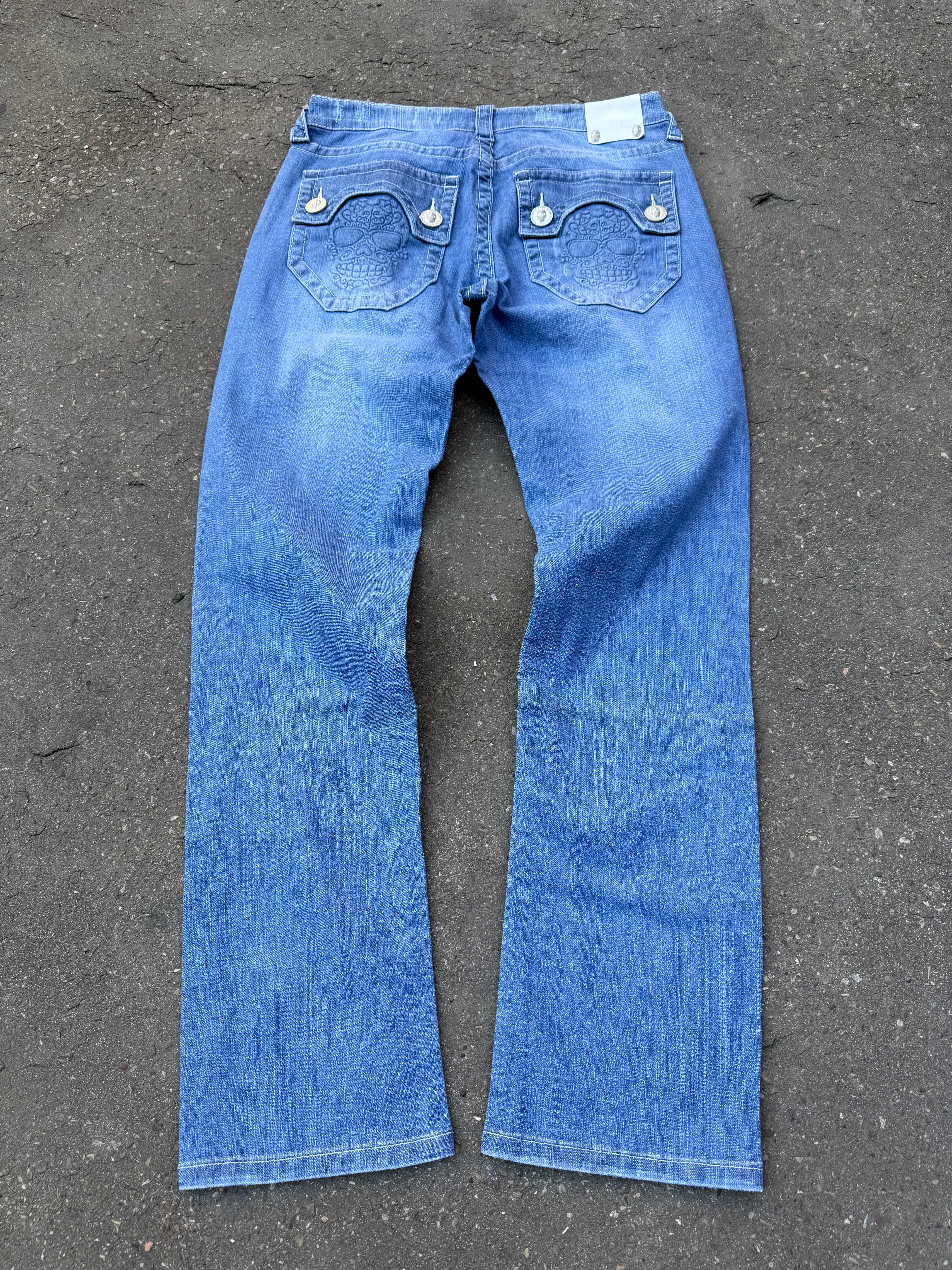 Y2K Laguna Beach „Huntington Beach“ Grey Blue Mid Waist Denim  für Damen. Y2K 2000s Fashion