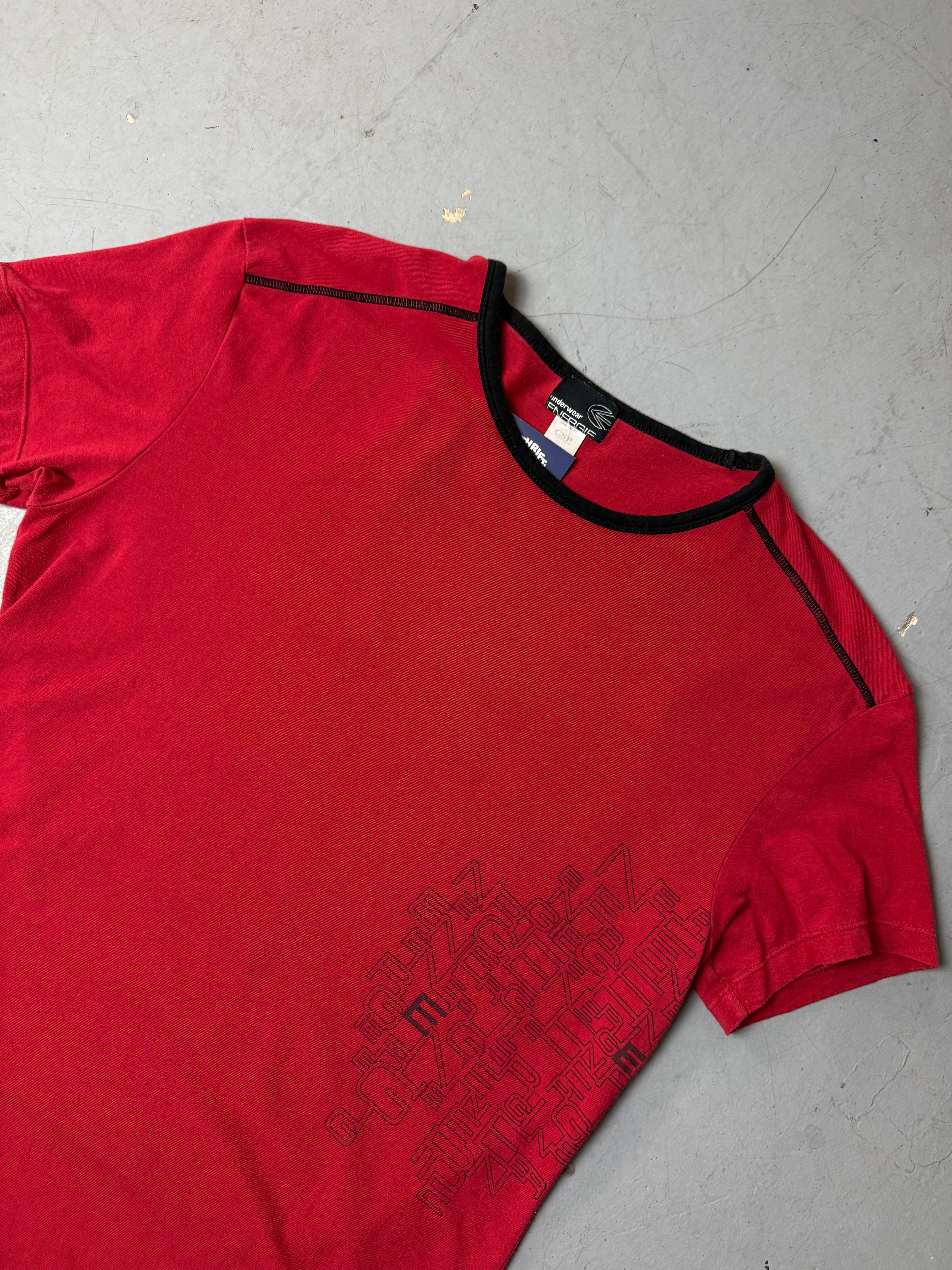 Detailbild von Vintage Energie Red Slim Fit T-Shirt von vorne