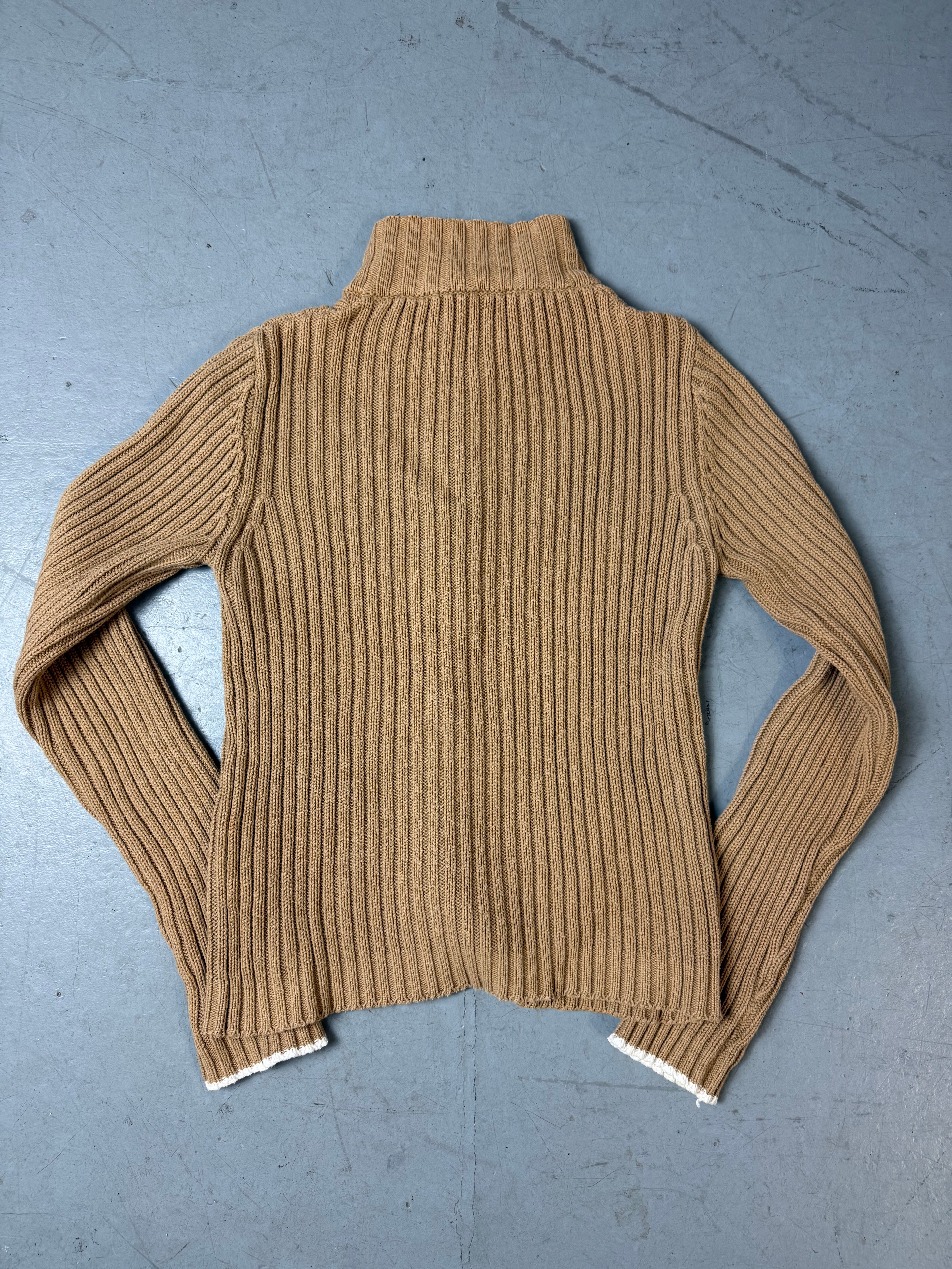 Productbild von Vintage Armani Jeans Brown Knit Button Up M von hinten 