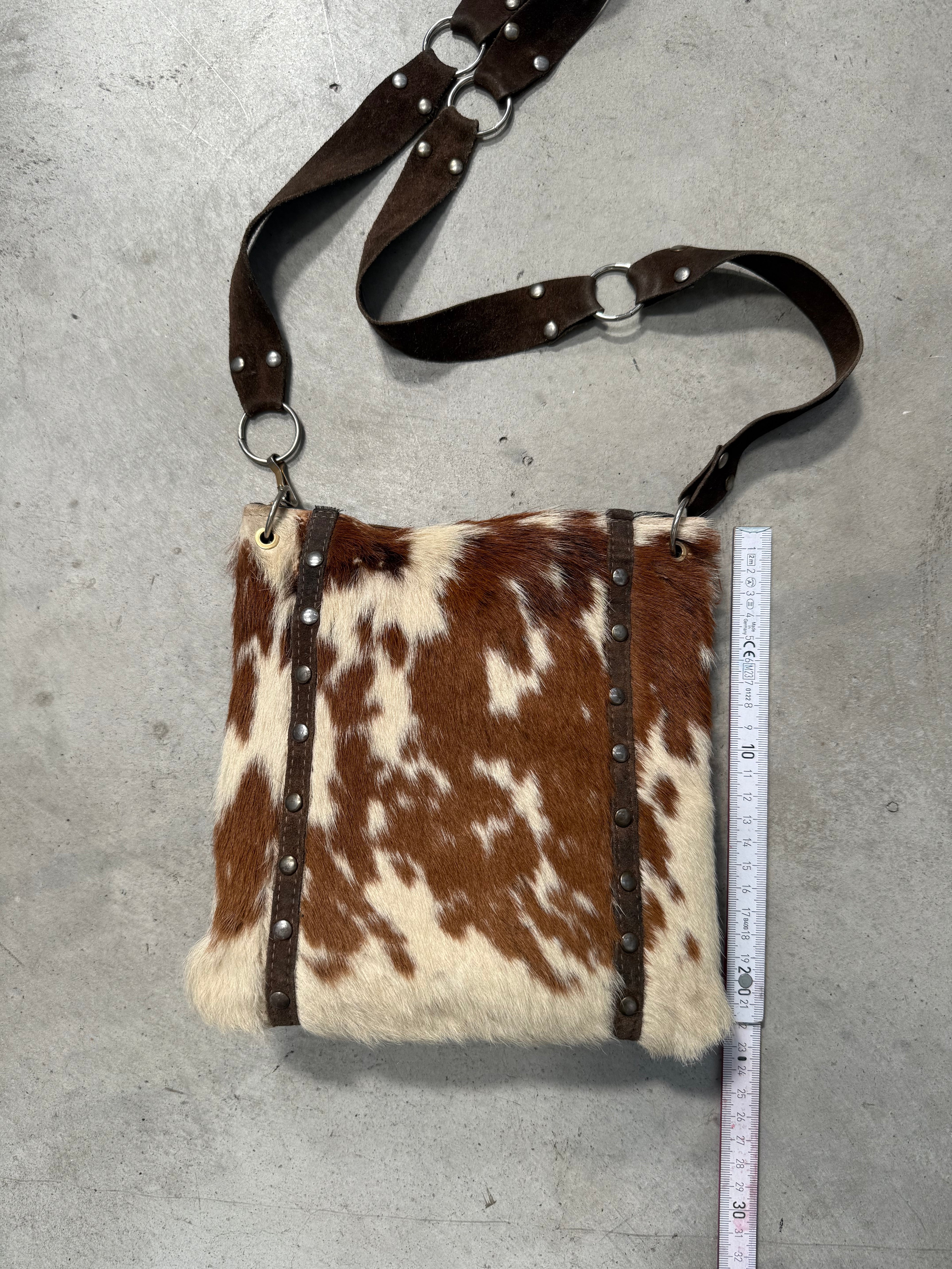 Vintage Cow Fur Optic Crossbody Bag