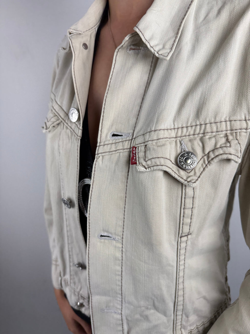 Vintage Levi‘s Creme White Jeans Jacket S