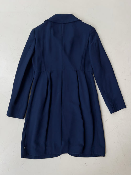 Vintage Miu Miu Navy Blue Cocoon Coat (L)