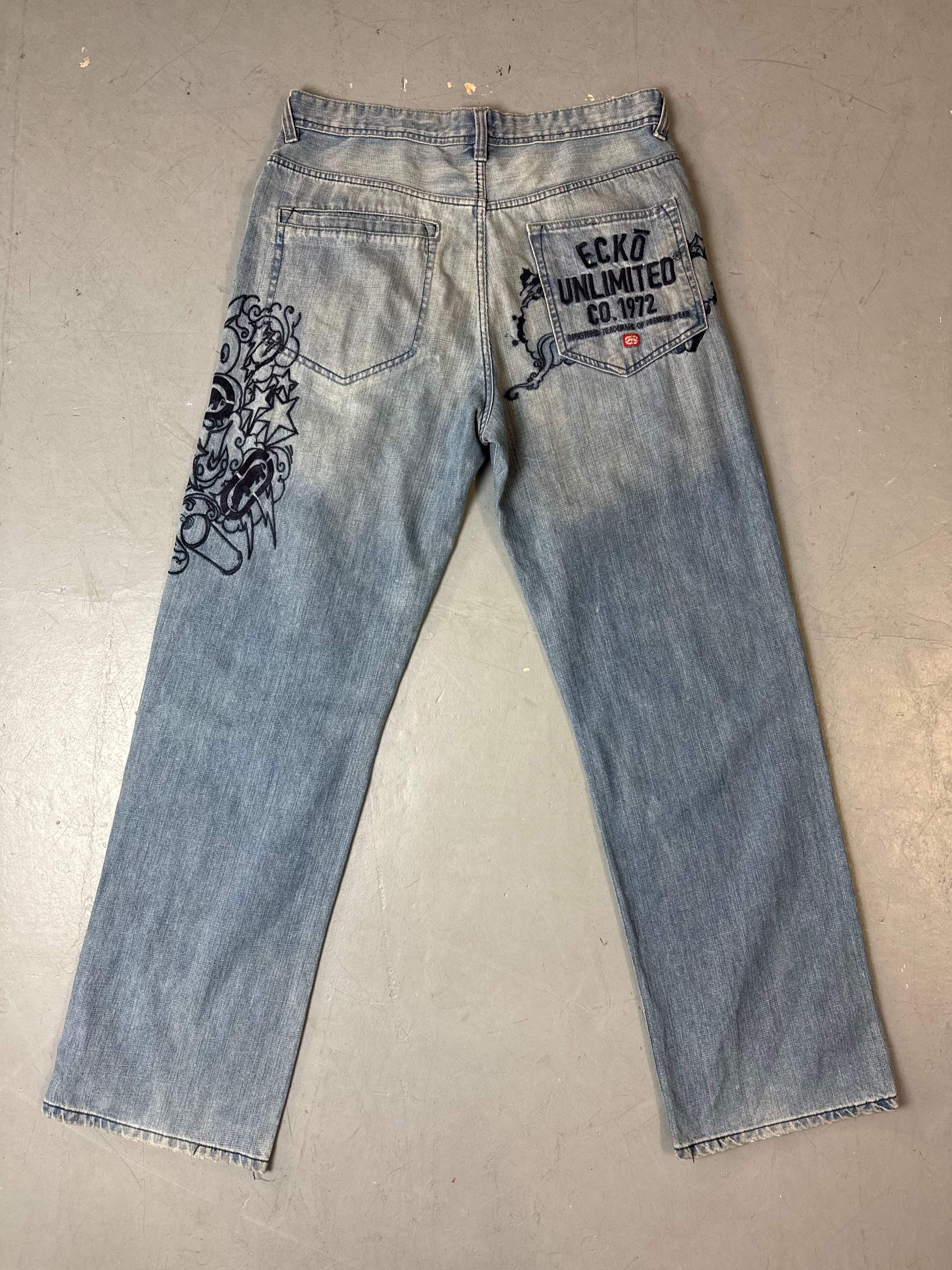 Produktbild von Vintage Ecko Unltd. Crazy Stitched Baggy Denim XL von hinten