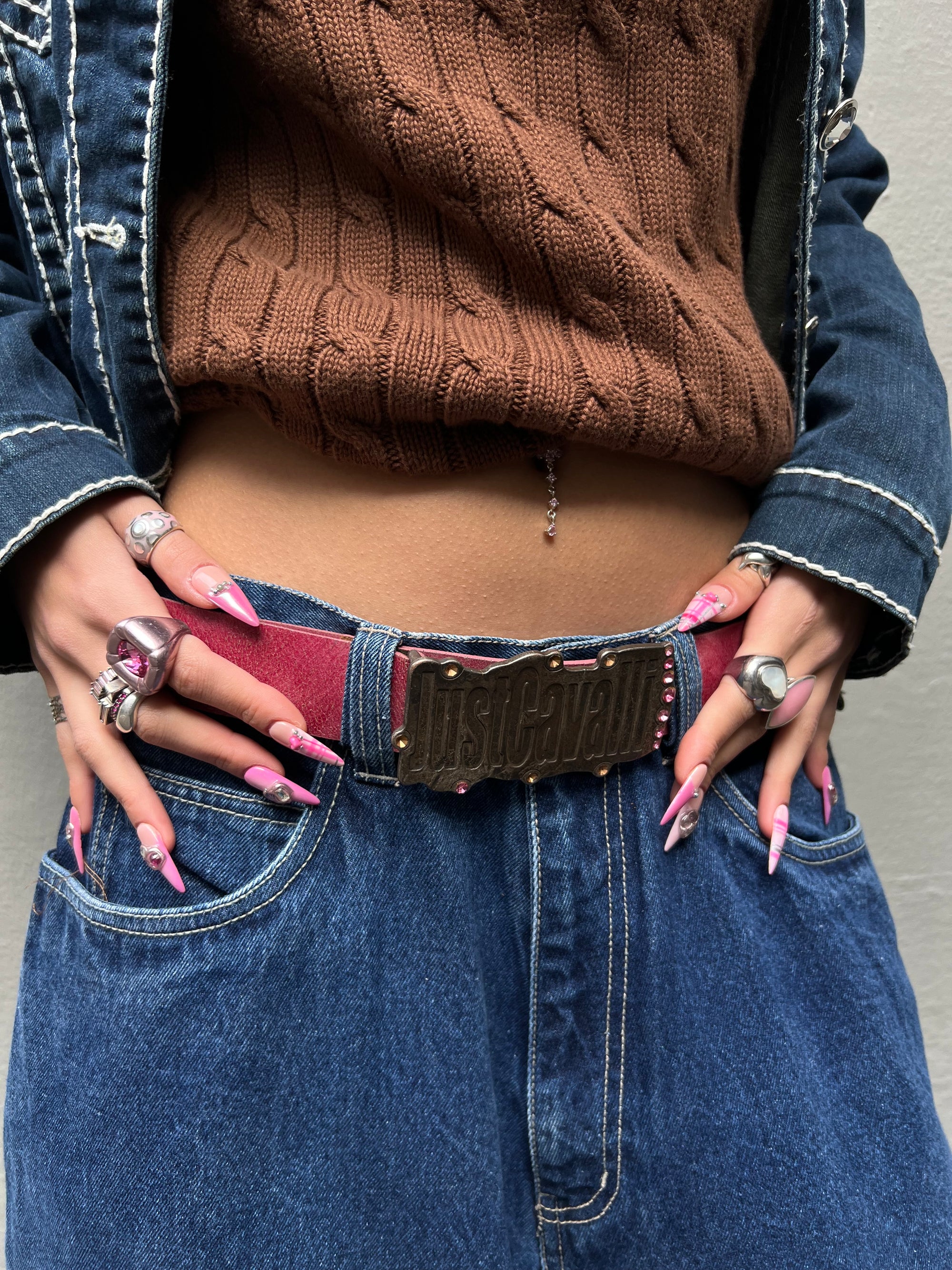 Vintage Pink Just Cavalli Leather Belt