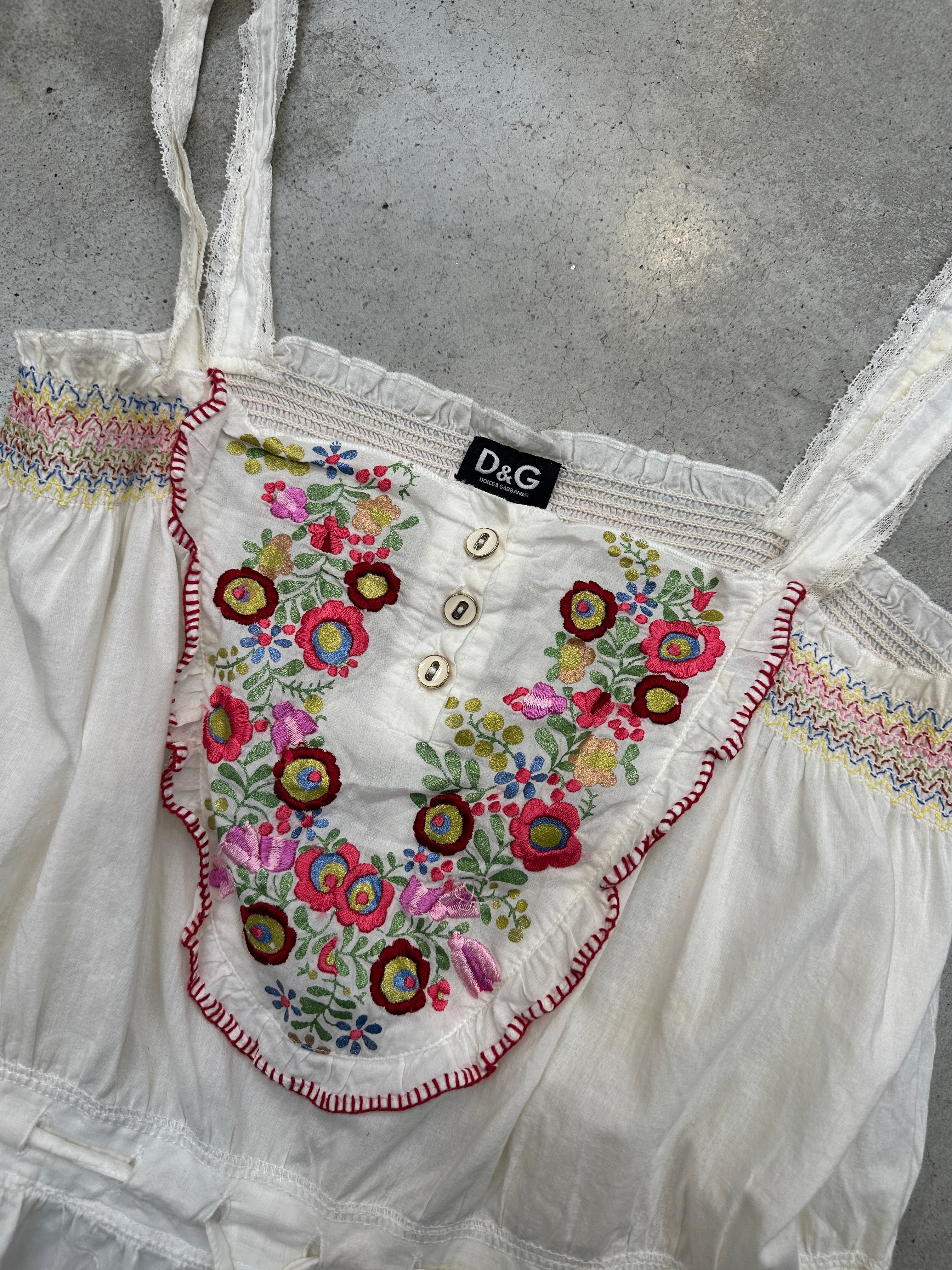 Vintage Dolce&Gabbana White Flower Top S/M