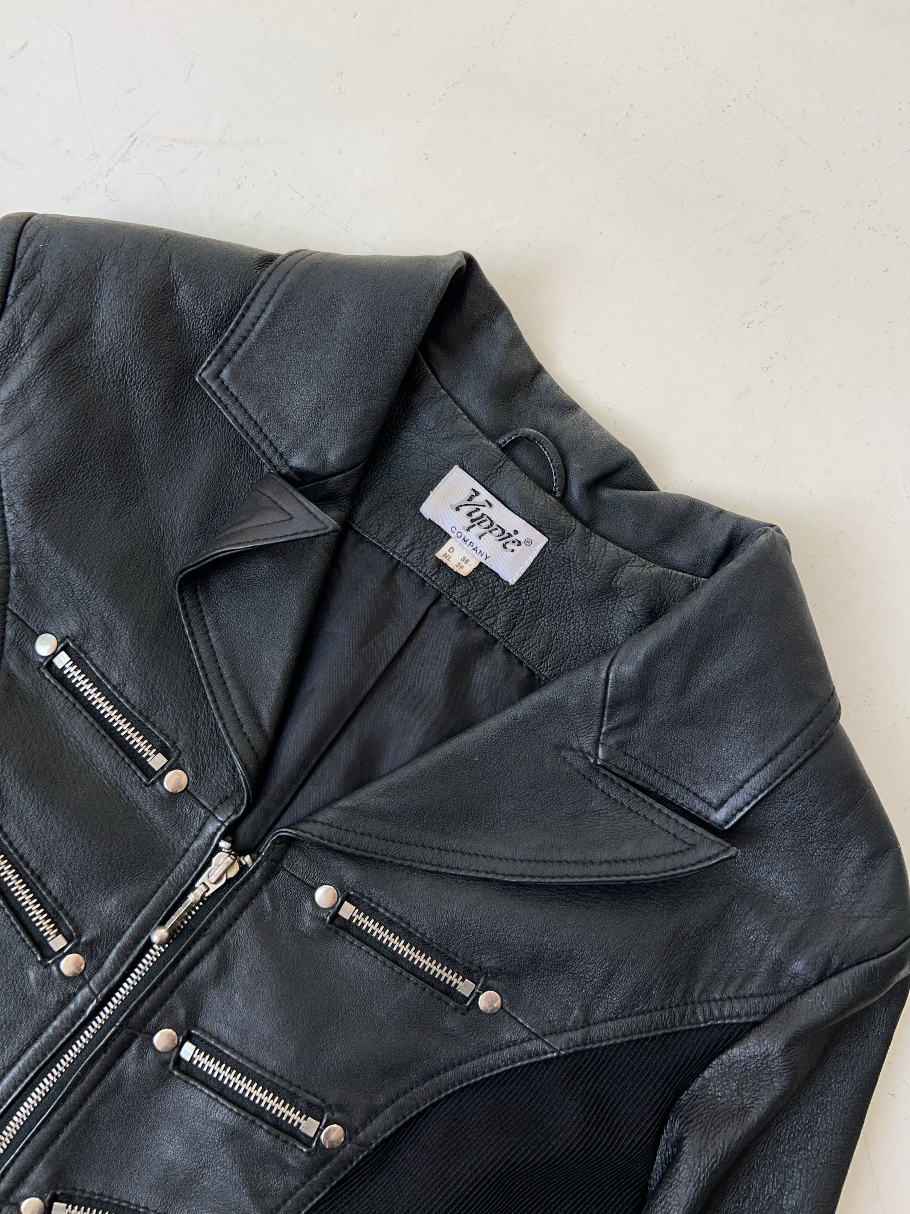 Vintage Cropped Faux Leder Jacke (M)