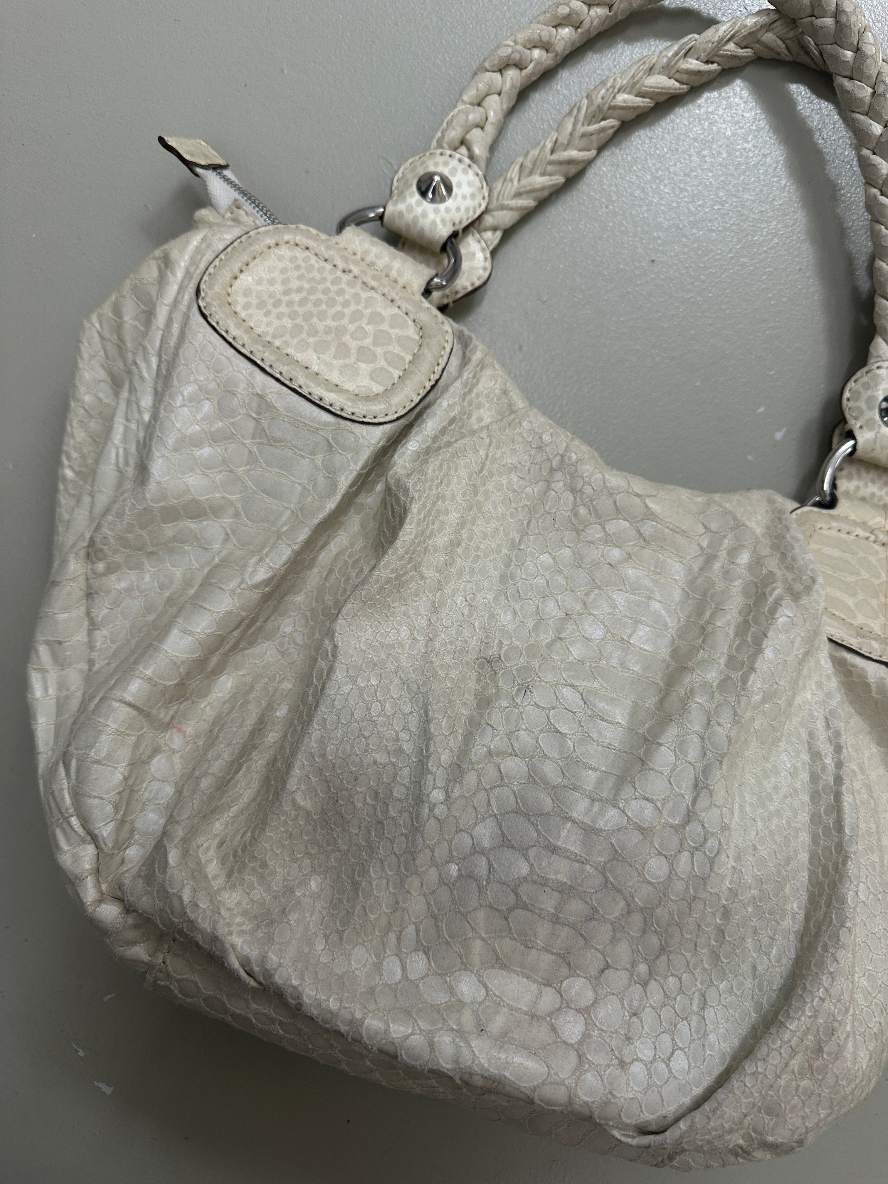 Vintage Guess Cream Snake Optic Bag Für Damen.Y2K Second Hand 2000s Fashion 
