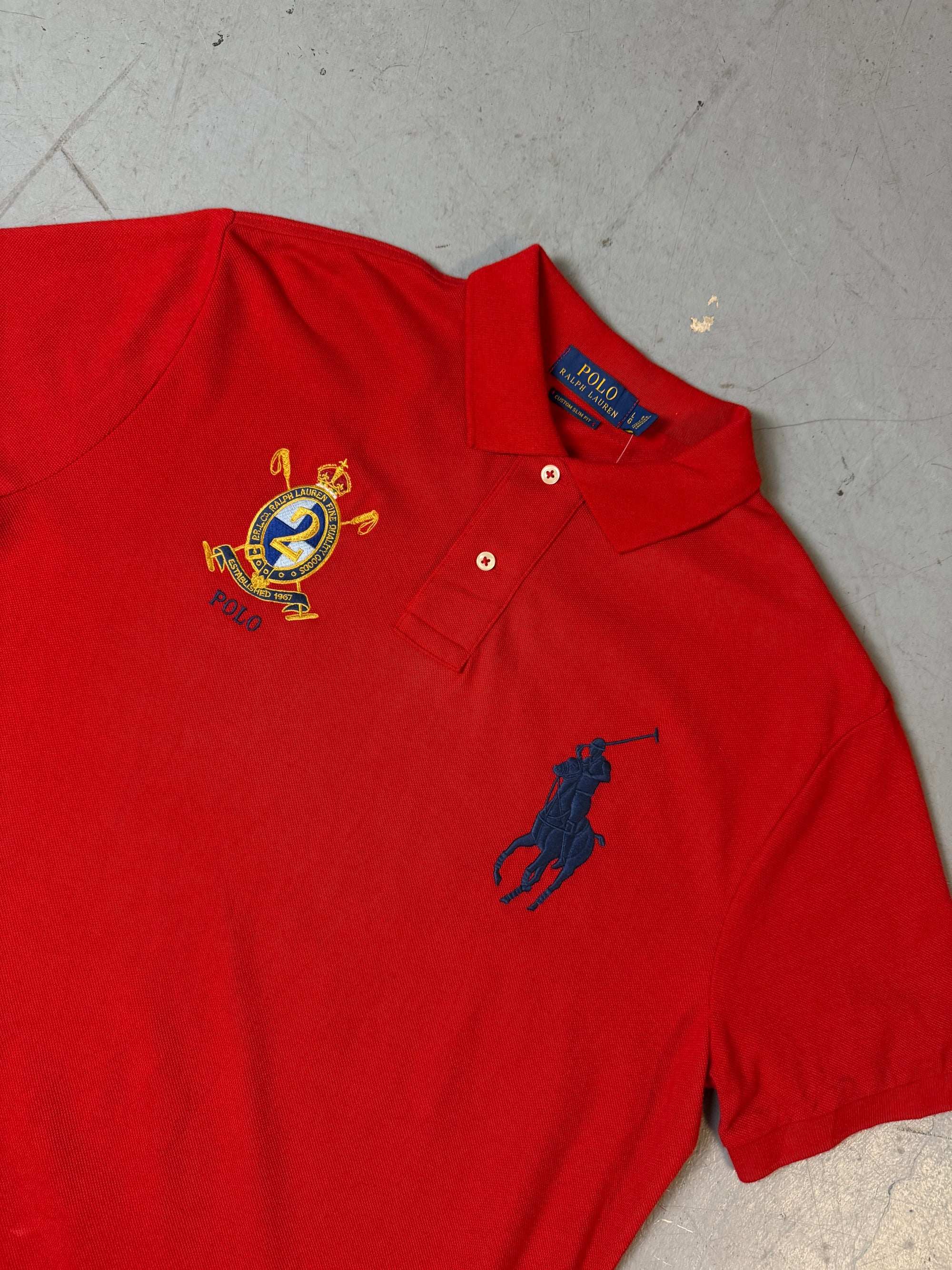 Vintage Ralph Lauren Red Big Pony Polo L