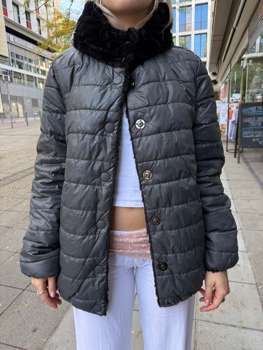 Vintage Faux Fur Hooded Jacke (L)