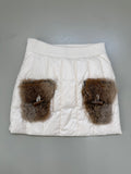 Vintage Angelcitiz Cream Mini Skirt with Fur Pockets XS
