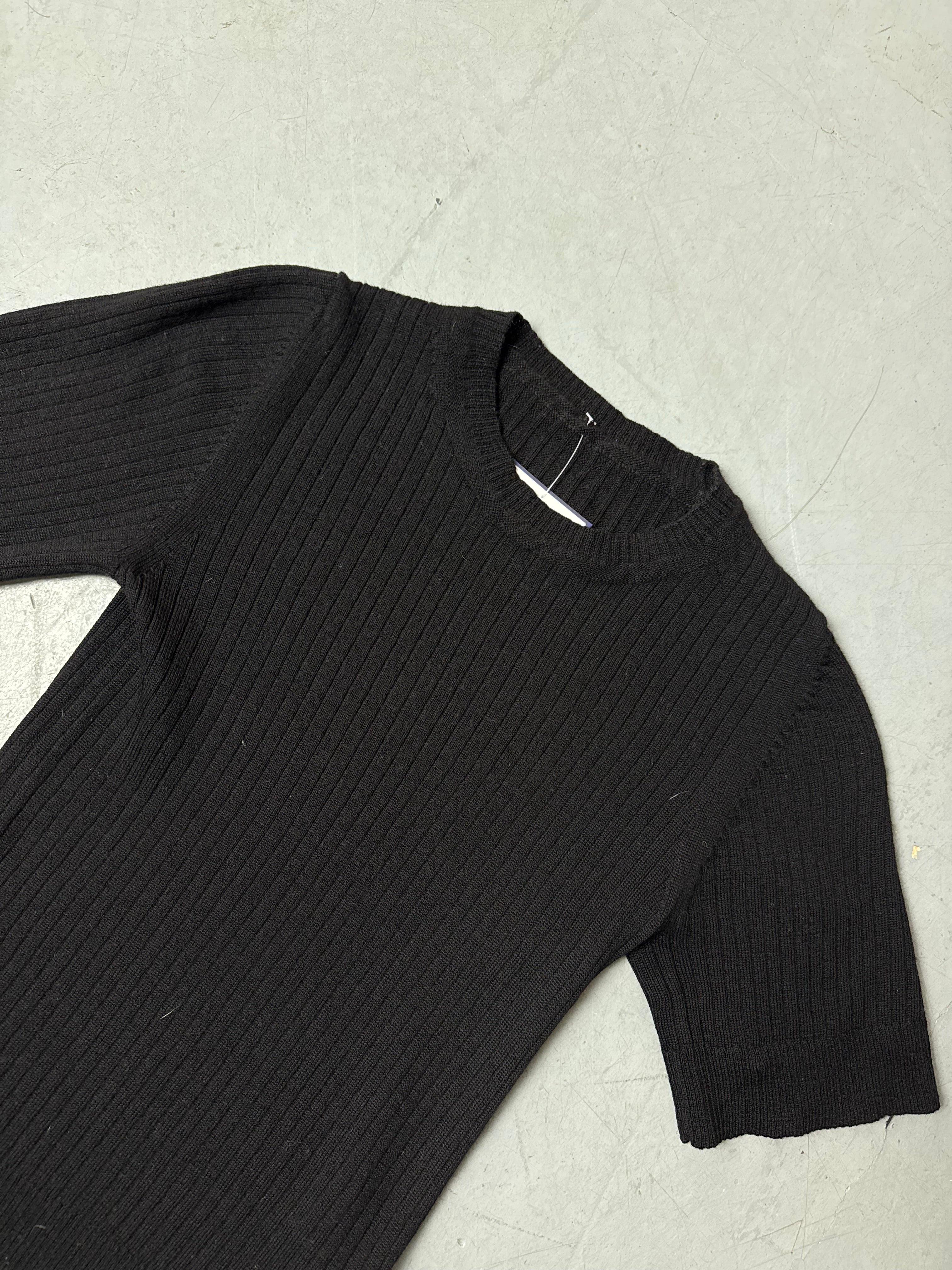 Vintage Merino Wool Slim Fit Black Tee S