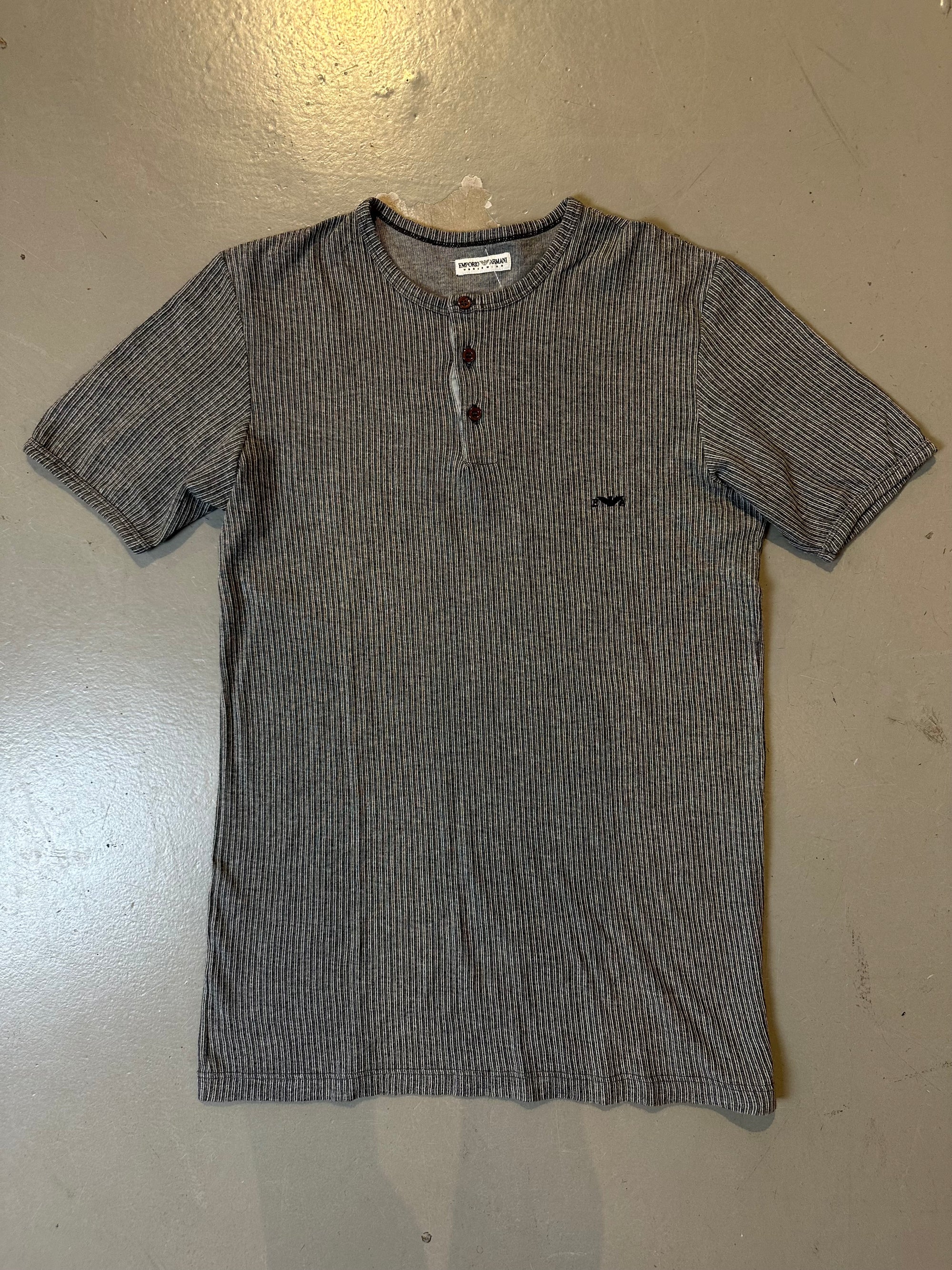 Vintage Emporio Armani Striped Bottom-Up Tee L/XL