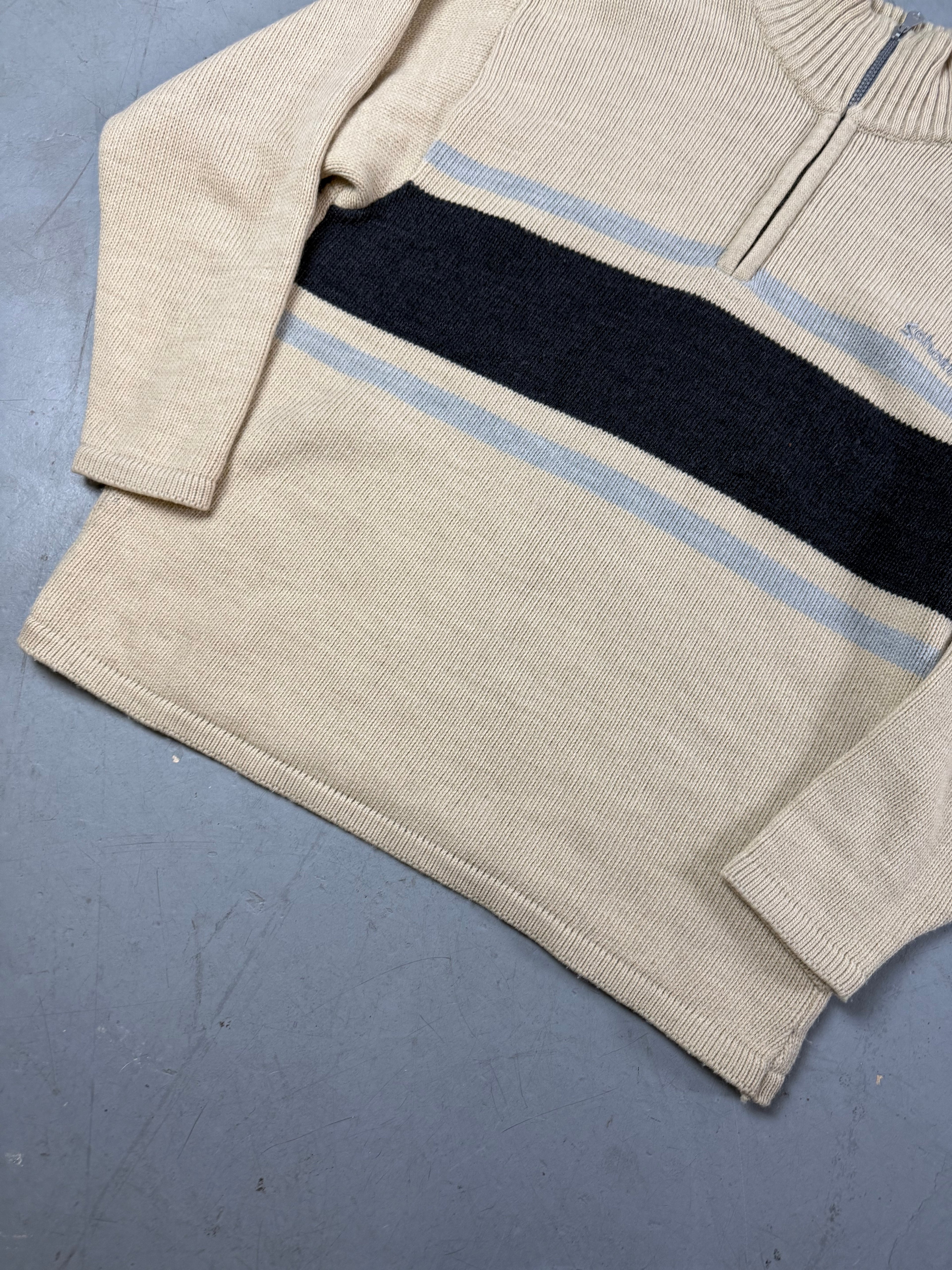 Detailbild von einem Vintage Schott Knit Half Zip Sweater von Naht unten