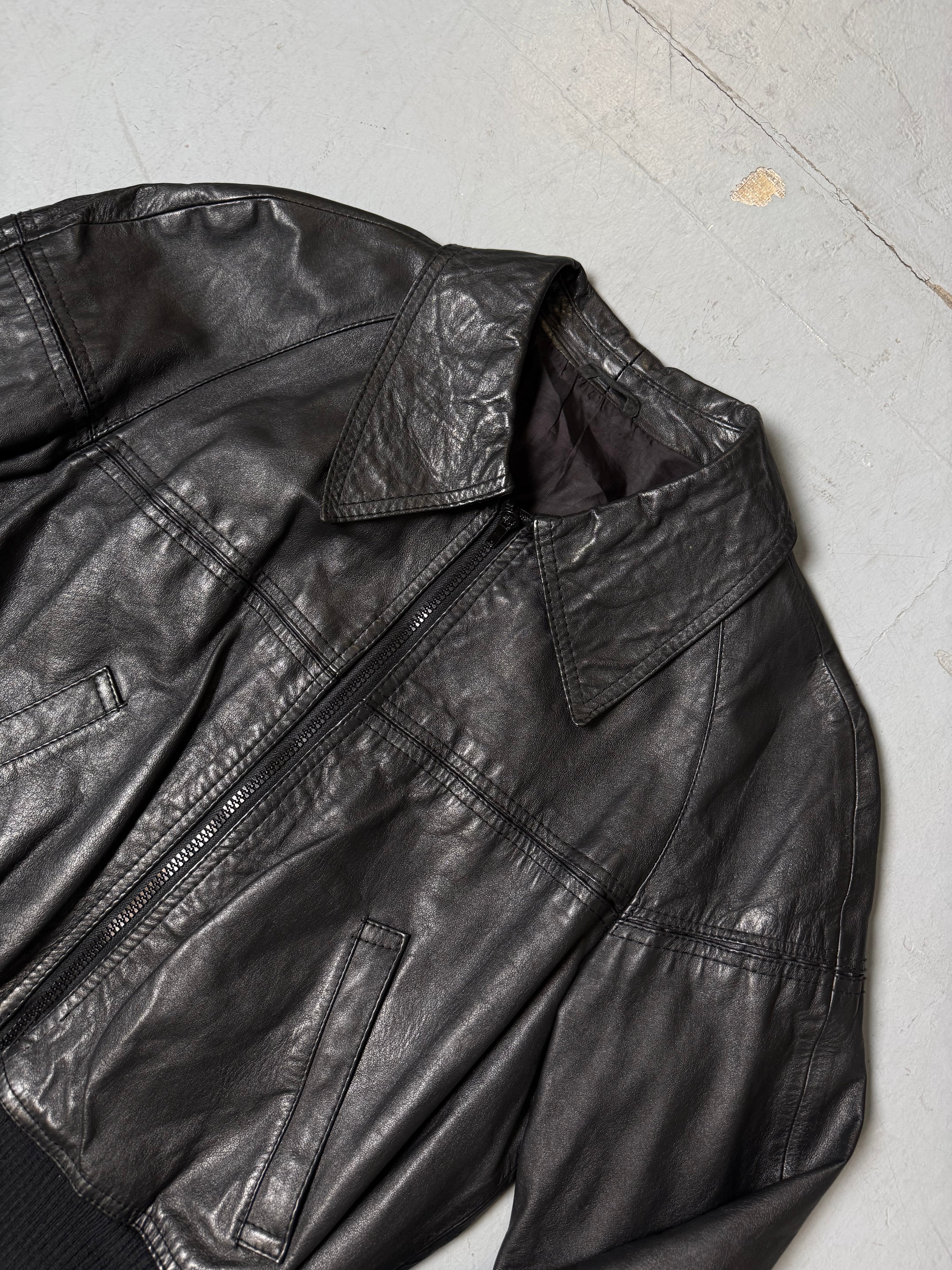Vintage Black Suede Leather Jacket M