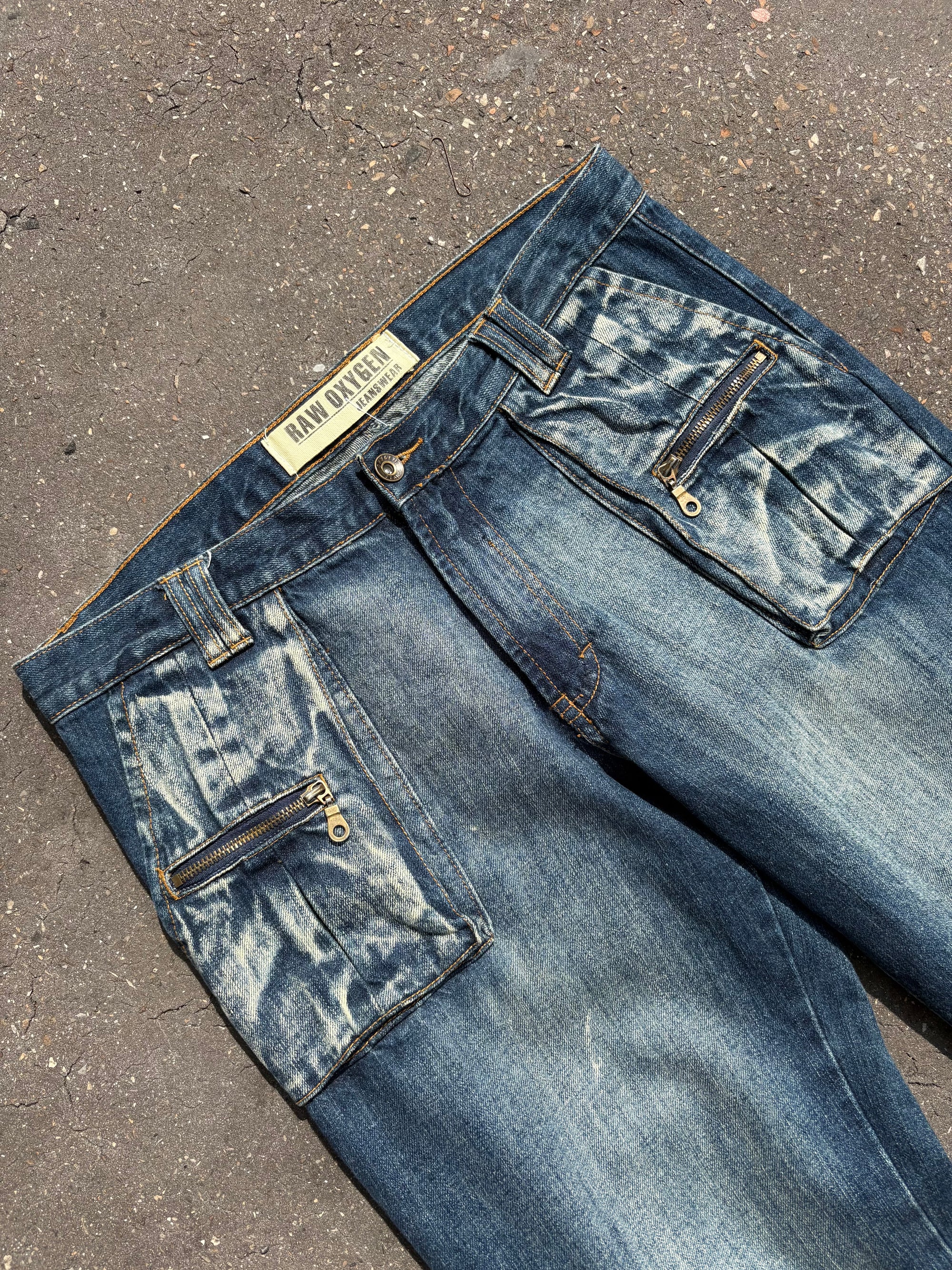 Vintage Dark Blue Denim Cargo Pants L