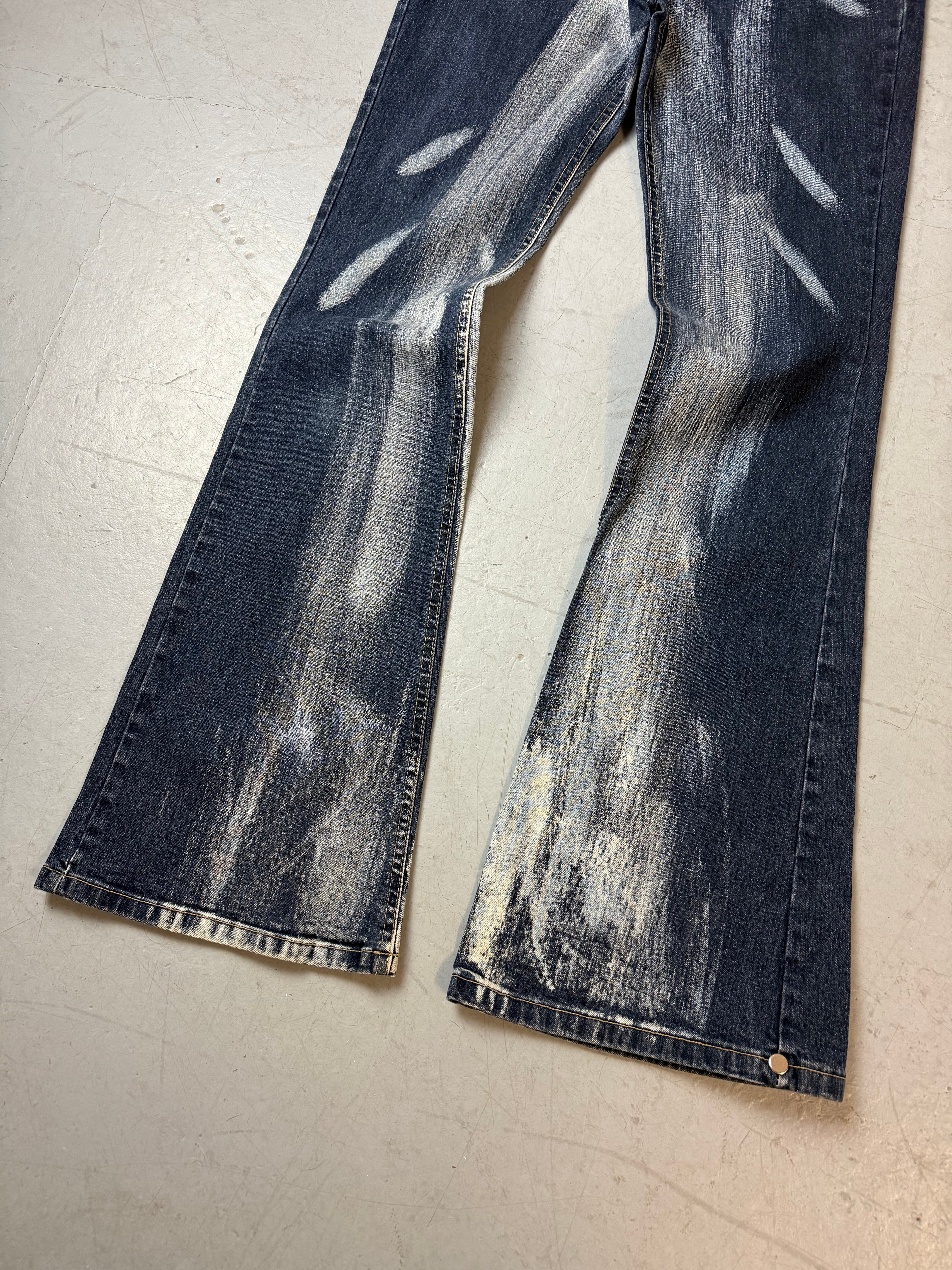 Vintage Take Two Flared Mid Waist Jeans mit besonderem washing für Damen. Y2K Second Hand 2000s Fashion