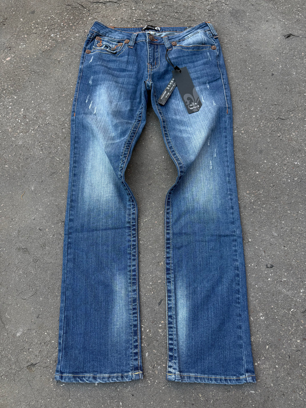 Y2K Laguna Beach „Hermosa Beach“ Light Blue Mid Waist Denim für Damen. Y2K 2000s Fashion