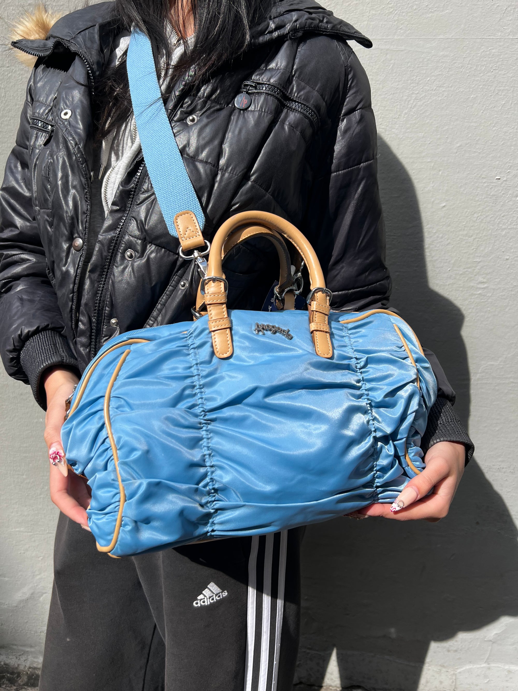 Vintage Blue Arogado Small Duffle Hand Bag