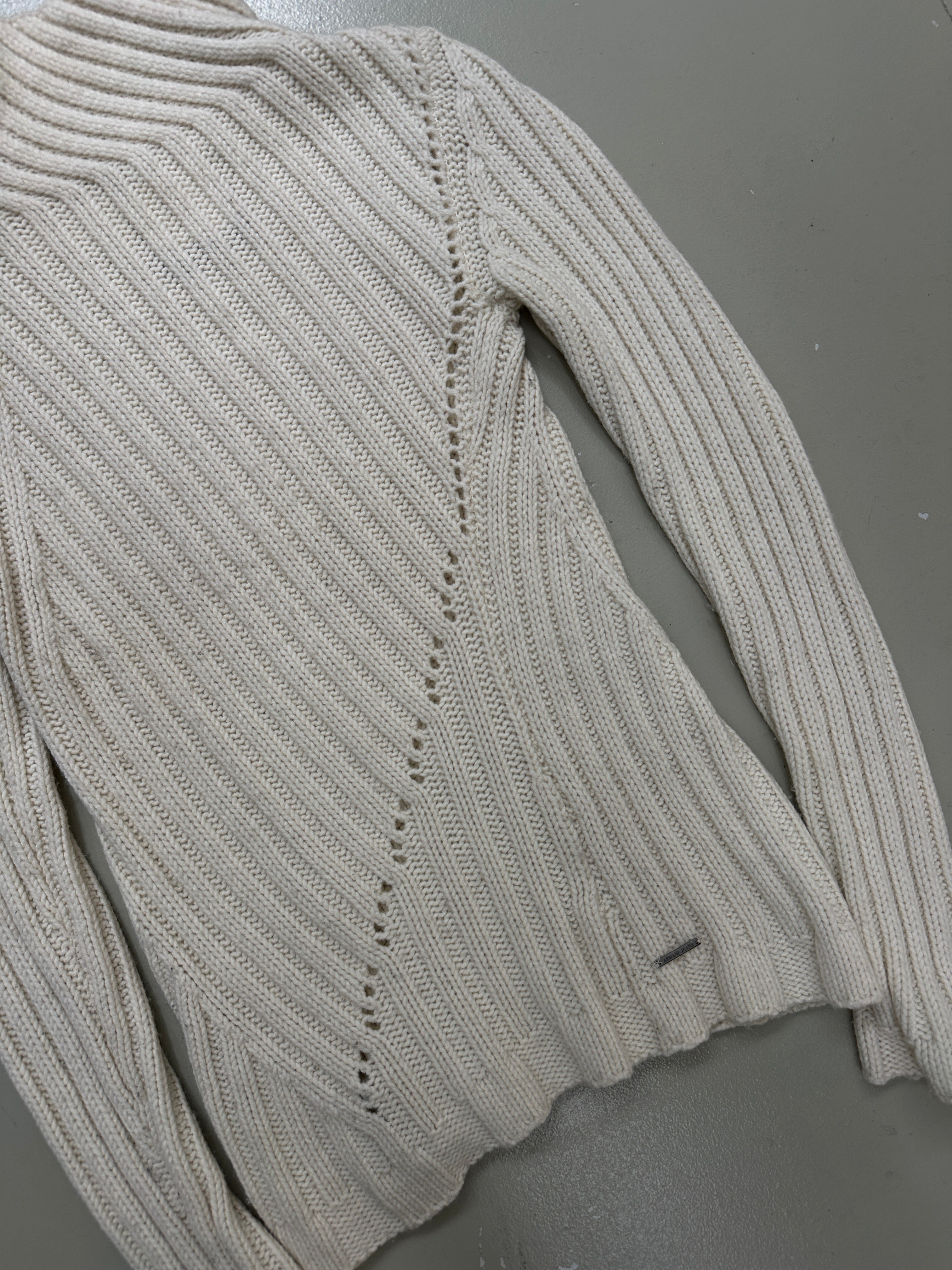 Vintage Armani Jeans Cream Turtleneck Knit Sweater für Herren. Y2K Second Hand 2000s Fashion